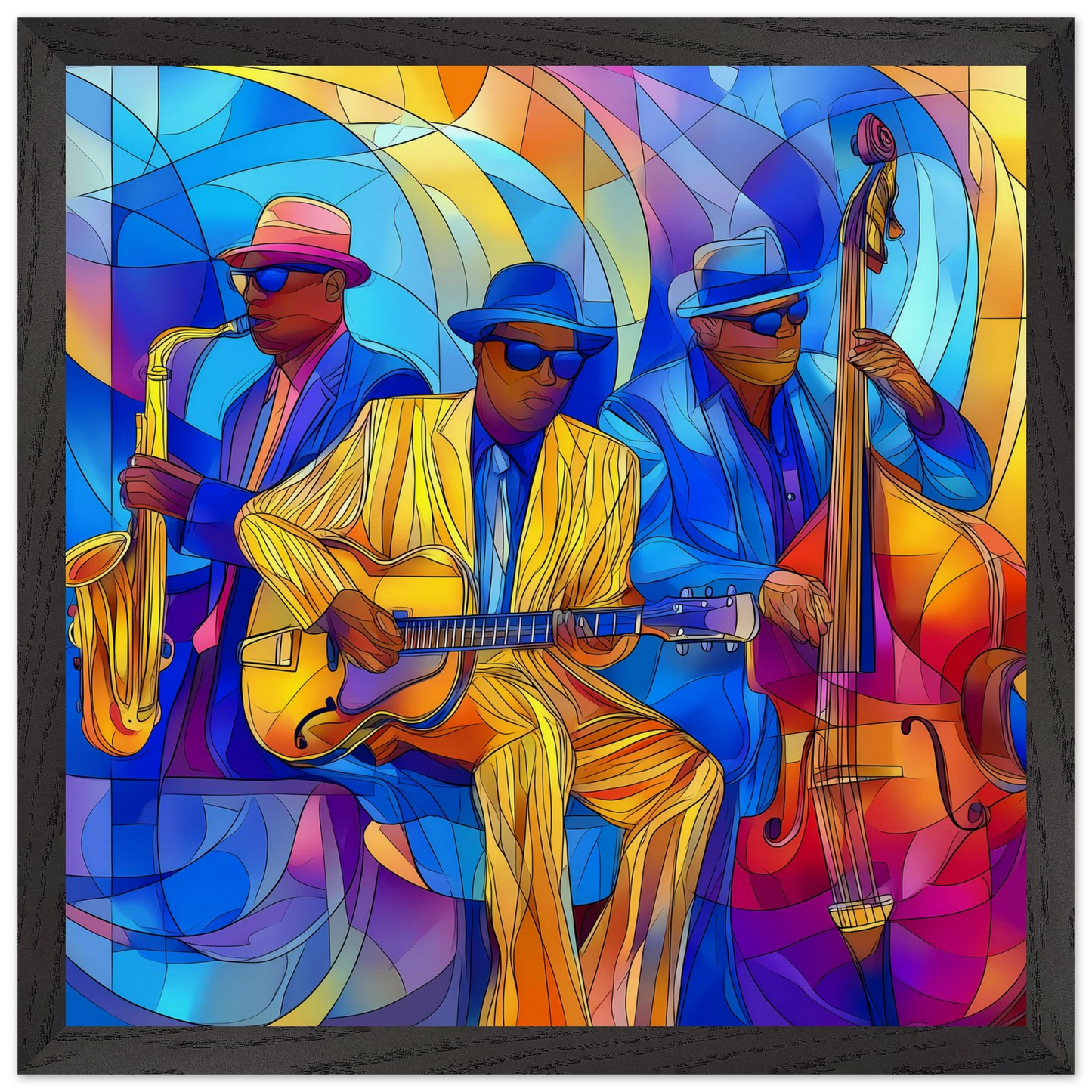 Trio de Jazz — tableau encadre bois — vue 6 — art mural STNCL