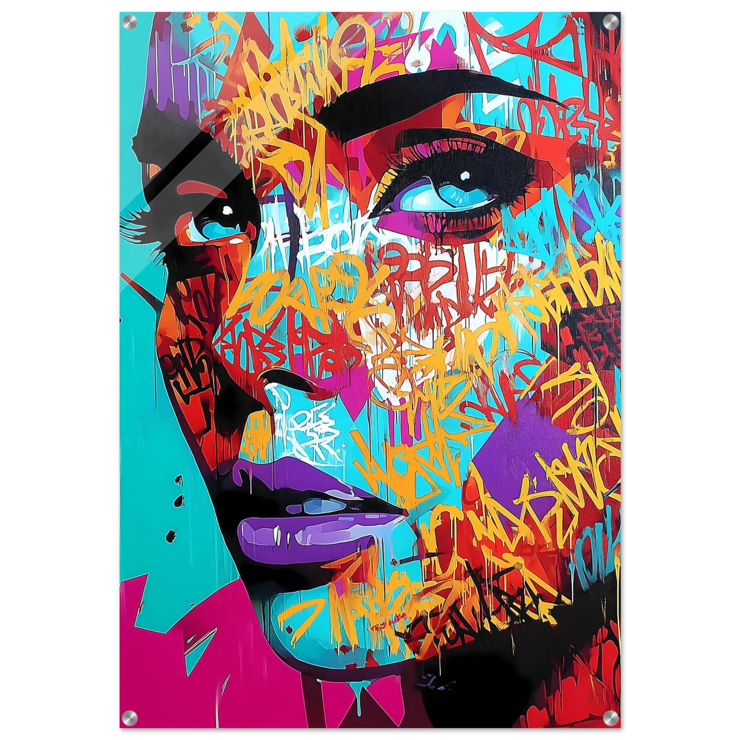 Lettres sur le Visage — tableau plexiglas — art mural STNCL