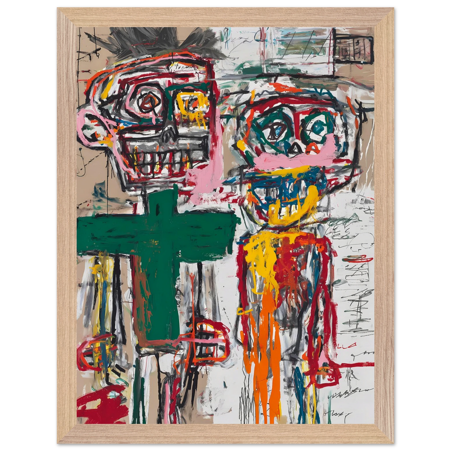 Deux Totems — tableau encadre bois — vue 12 — art mural STNCL