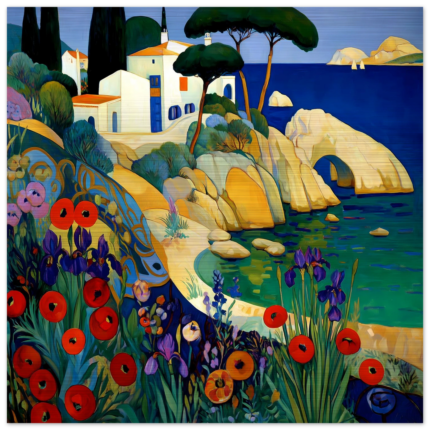 La Crique aux Coquelicots — tableau aluminium — vue 4 — art mural STNCL