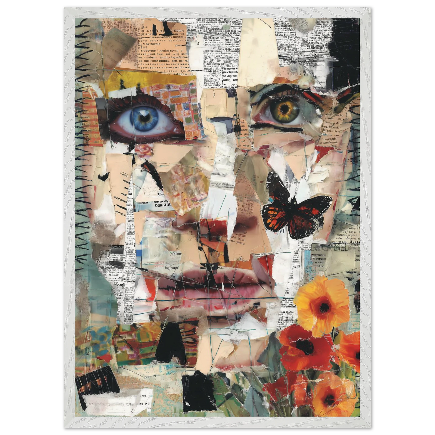 Le Visage de Papier — tableau encadré bois — vue 11 — art mural STNCL