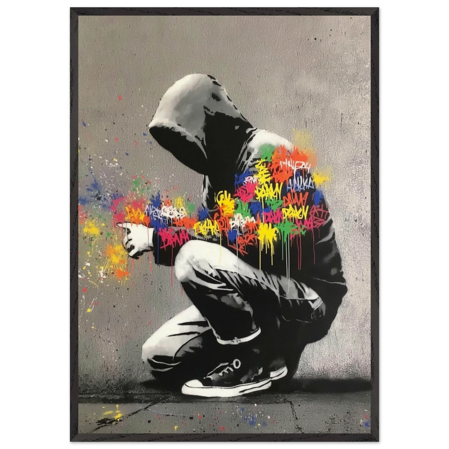Enfant aux Couleurs Jaillissantes — tableau encadré bois — art mural STNCL