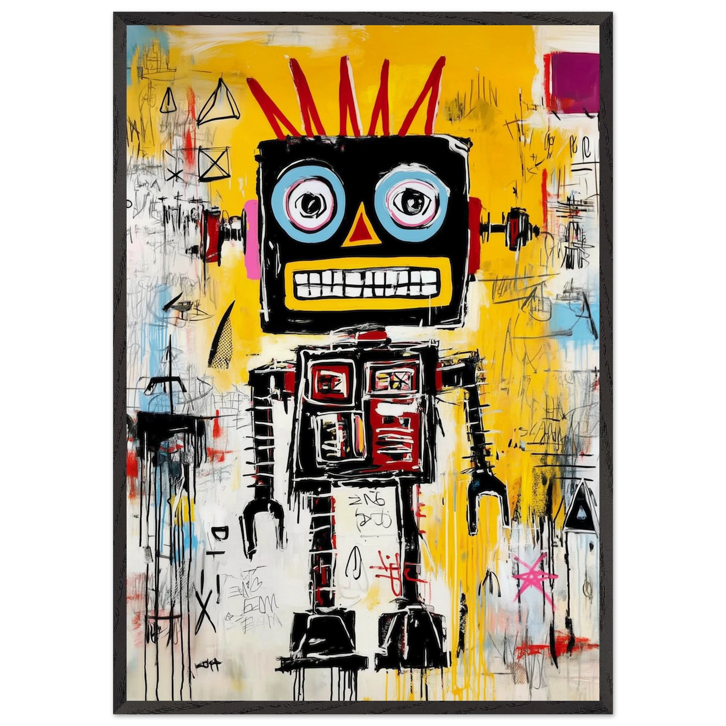 Robot Couronne de Feu — tableau encadré bois — art mural STNCL