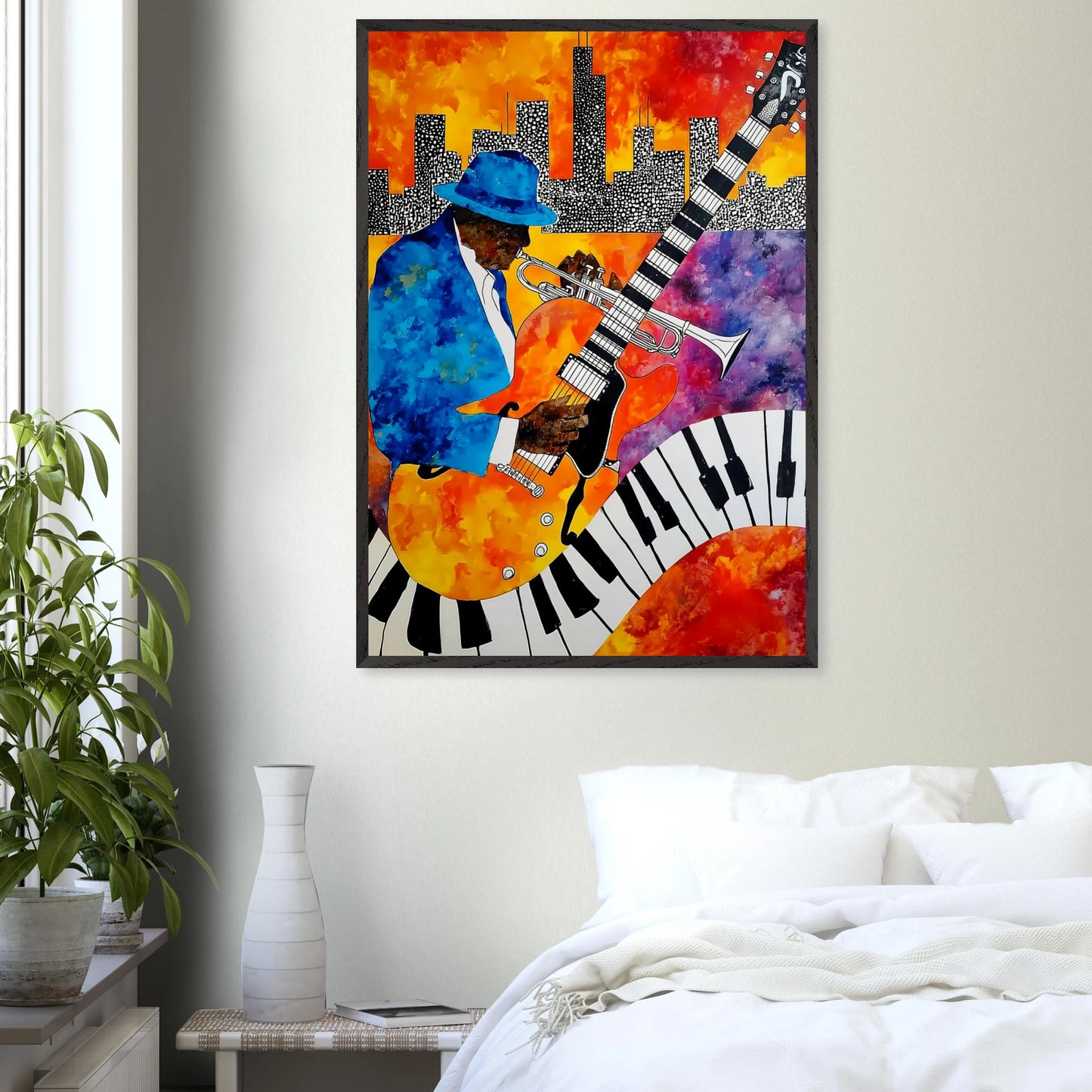 Blues en Ville — tableau encadre bois — vue 17 — art mural STNCL