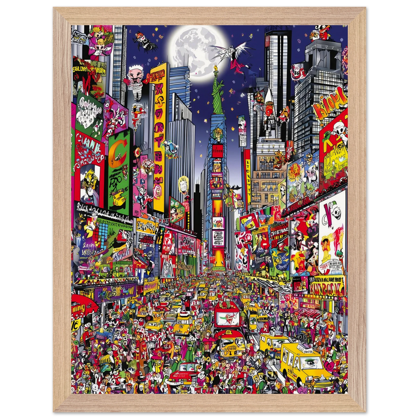 Times Square en Fête — tableau encadre bois — vue 12 — art mural STNCL