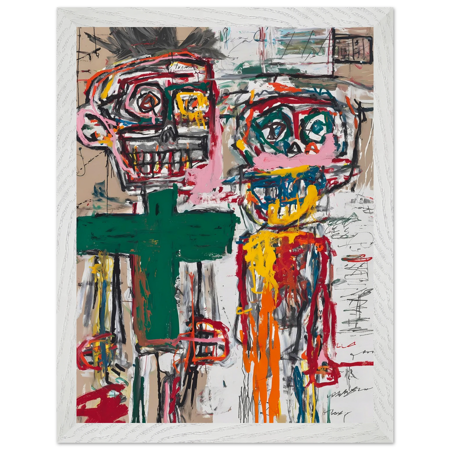 Deux Totems — tableau encadre bois — vue 9 — art mural STNCL