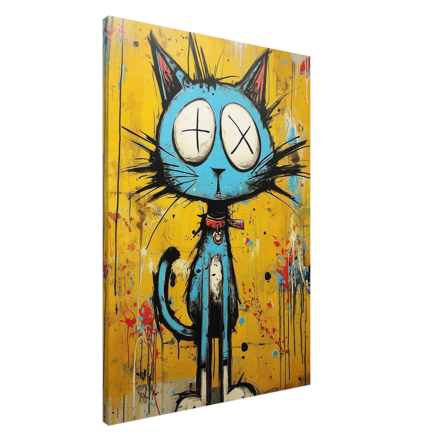 Chat Bleu aux Yeux Croix — tableau sur toile — art mural STNCL