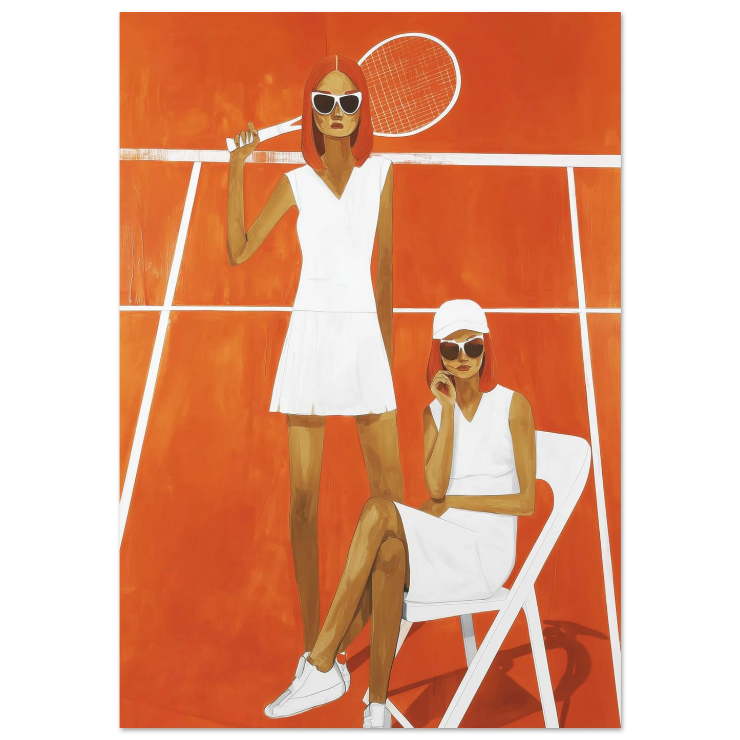 Duo sur Court Orange — tableau aluminium — art mural STNCL