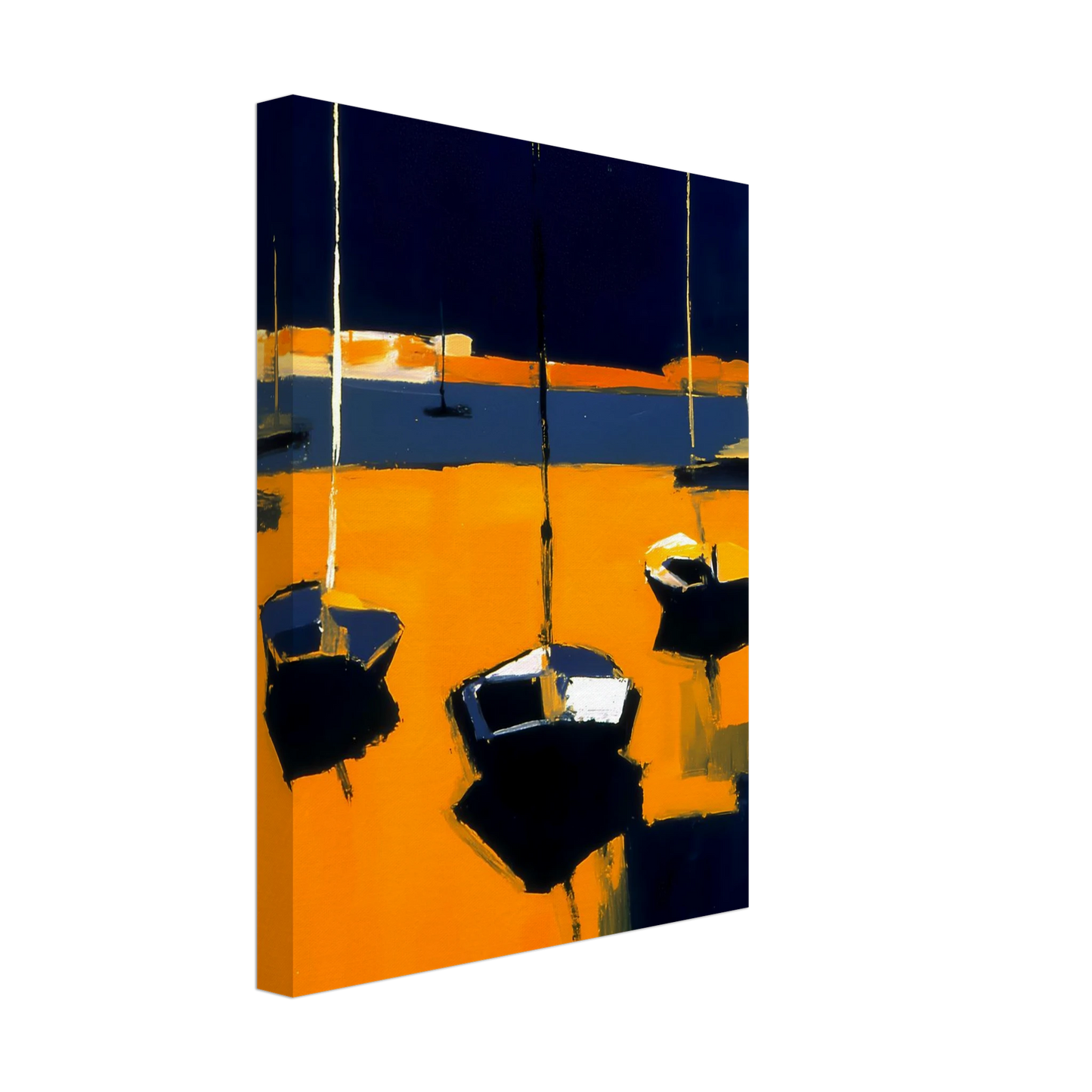 Barques au Soleil Couchant — tableau sur toile — vue 4 — art mural STNCL