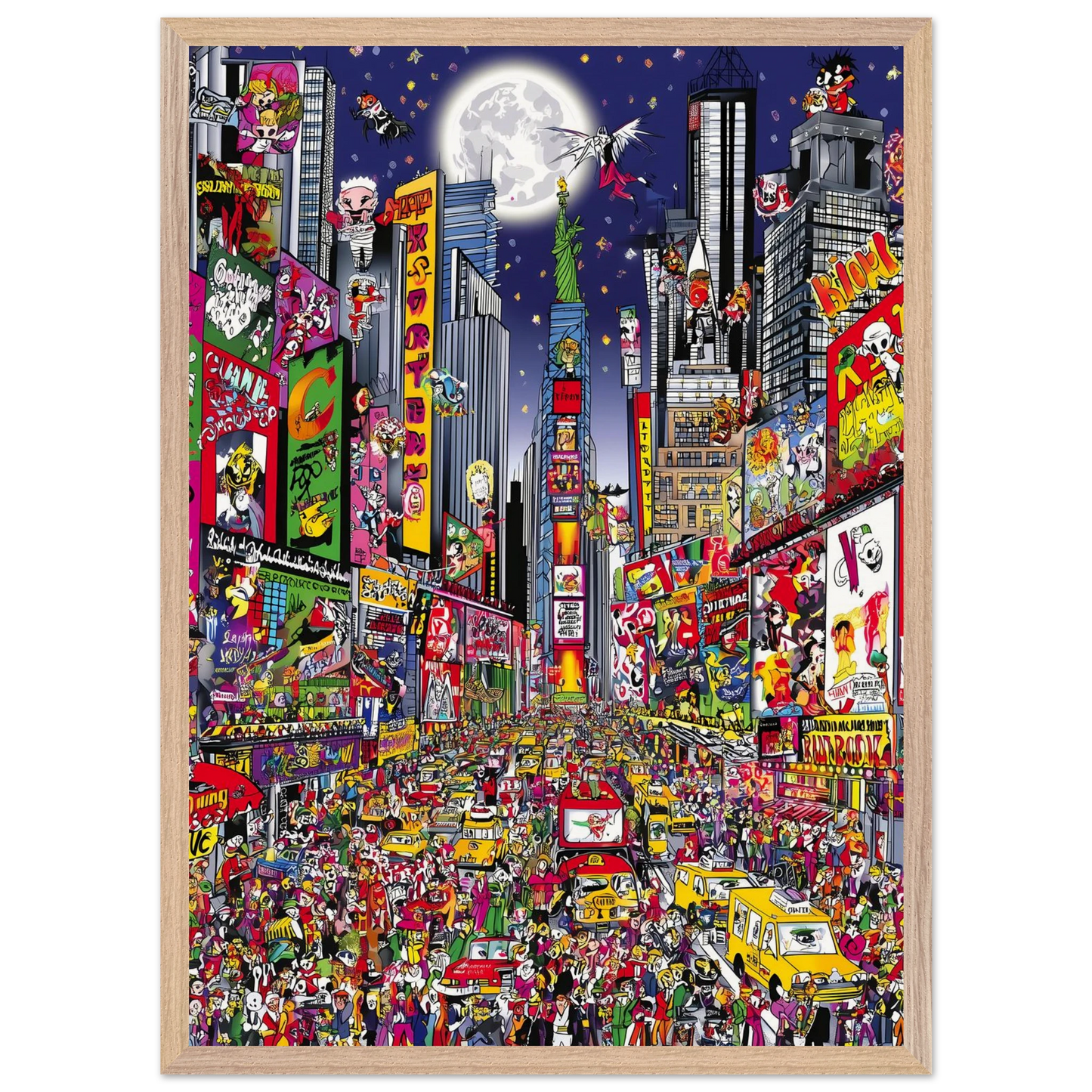 Times Square en Fête — tableau encadre bois — vue 13 — art mural STNCL