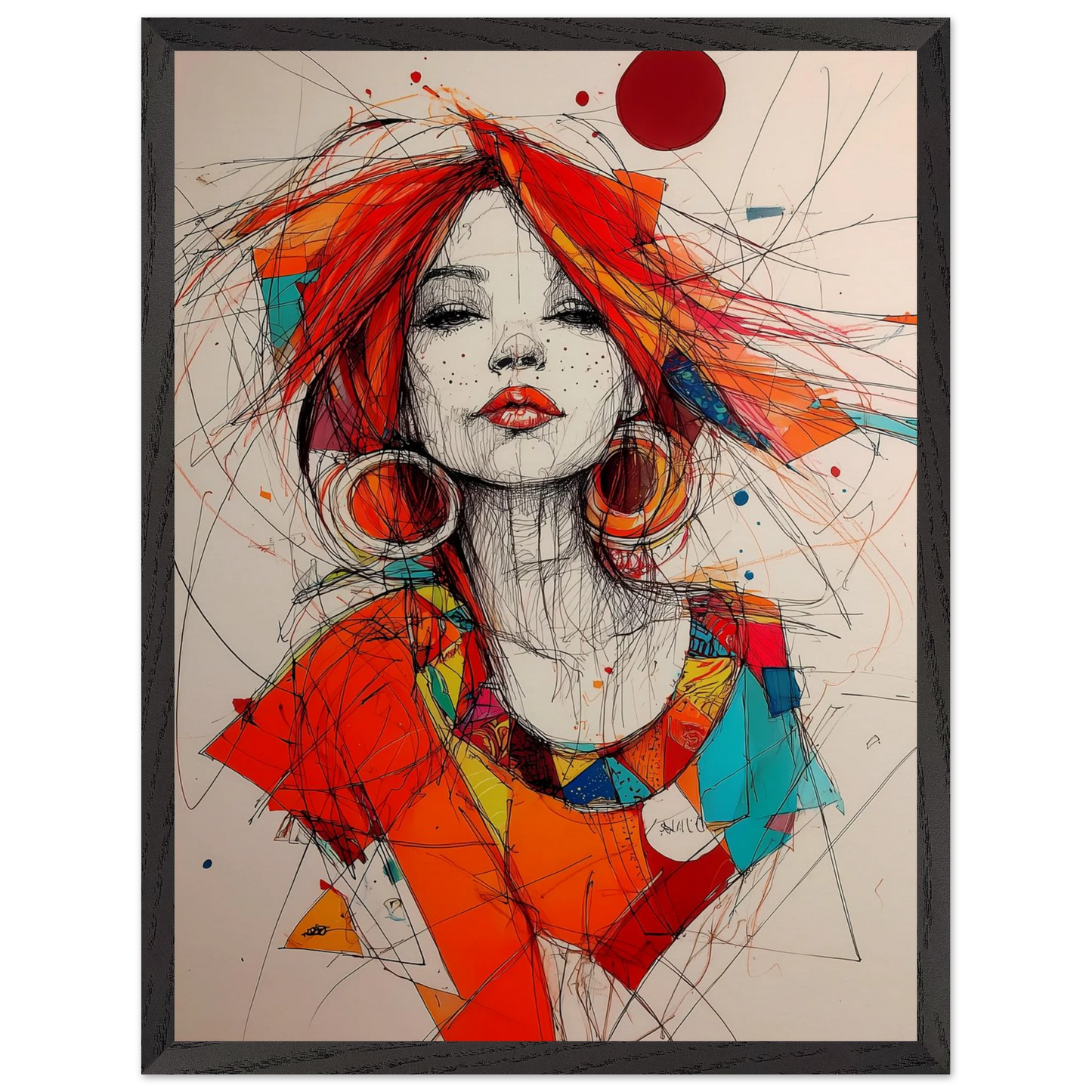 Créoles et Crayon — tableau encadré bois — vue 15 — art mural STNCL