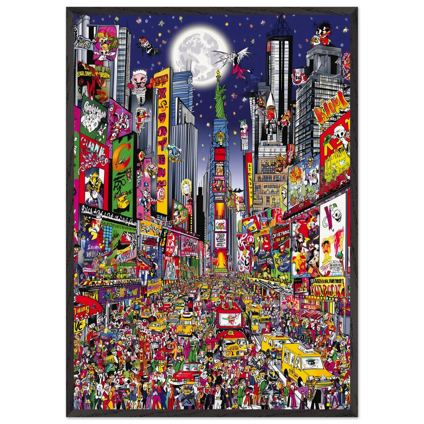 Times Square en Fête — tableau encadre bois — art mural STNCL