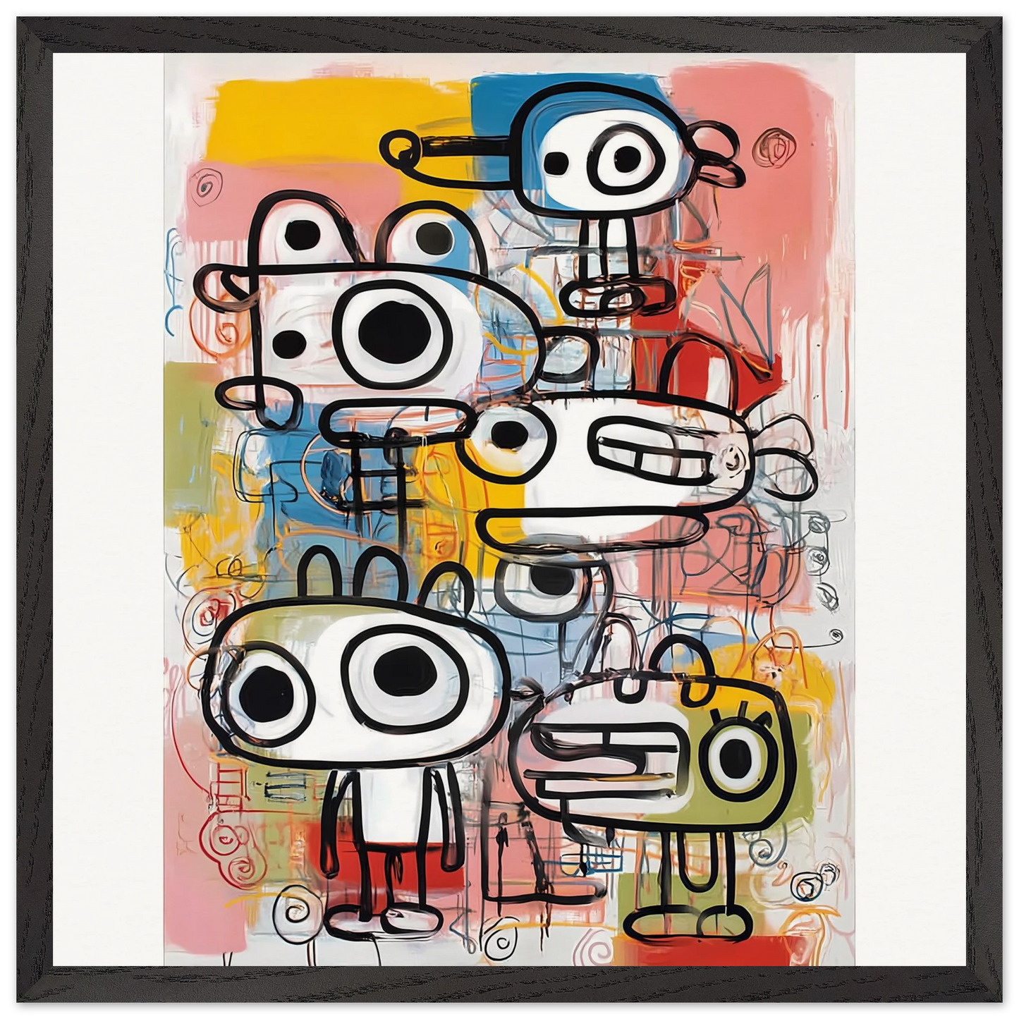 Les Cinq Curieux — tableau encadré bois — vue 8 — art mural STNCL