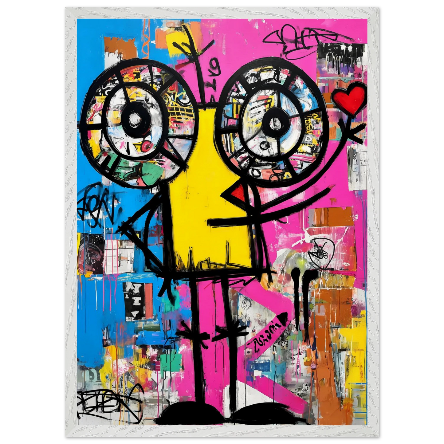Petit Monstre au Cœur — tableau encadré bois — vue 11 — art mural STNCL