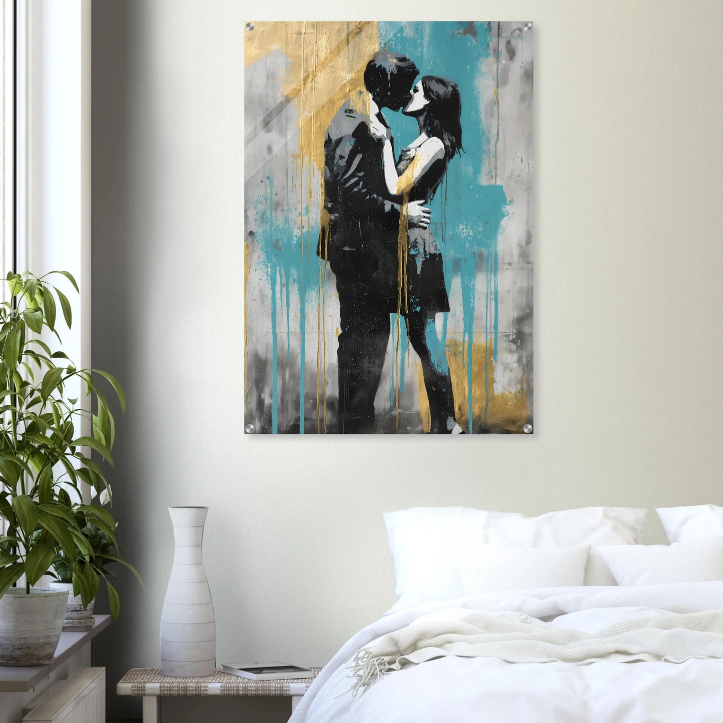Baiser au Pochoir — tableau plexiglas — vue 7 — art mural STNCL