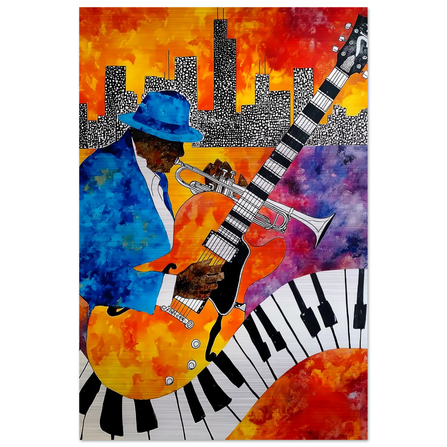 Blues en Ville — tableau aluminium — vue 3 — art mural STNCL