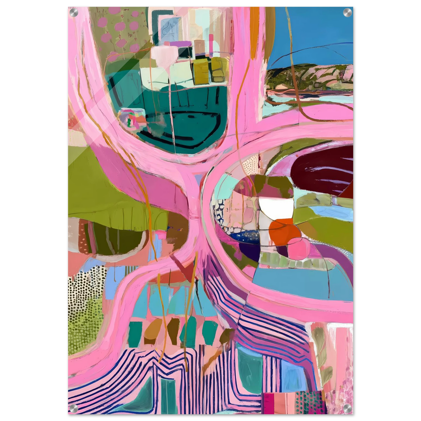Méandres Roses — tableau plexiglas — art mural STNCL
