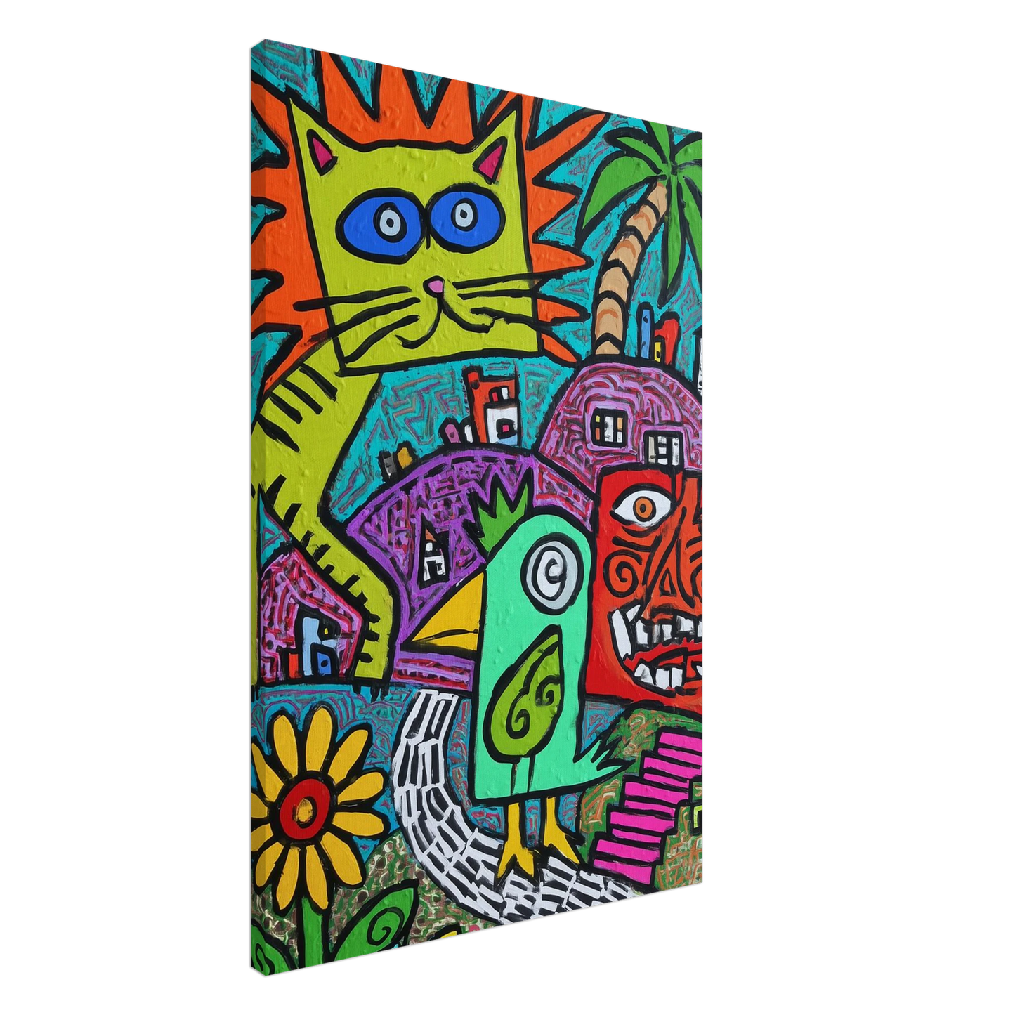 La Fête du Chat Solaire — tableau sur toile — vue 5 — art mural STNCL