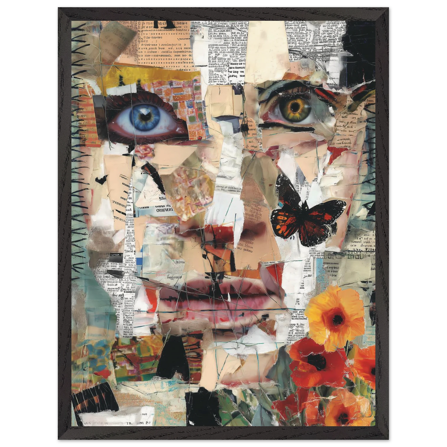 Le Visage de Papier — tableau encadré bois — vue 15 — art mural STNCL