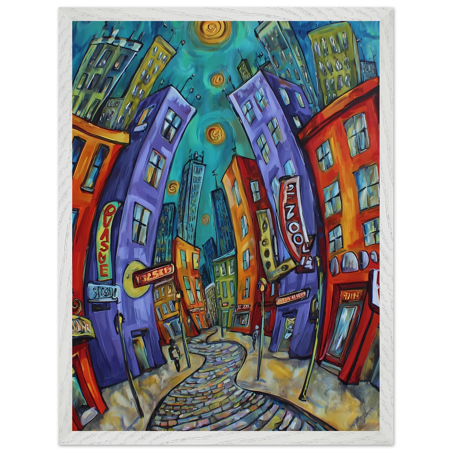 Ville Tourbillon — tableau encadre bois — vue 8 — art mural STNCL
