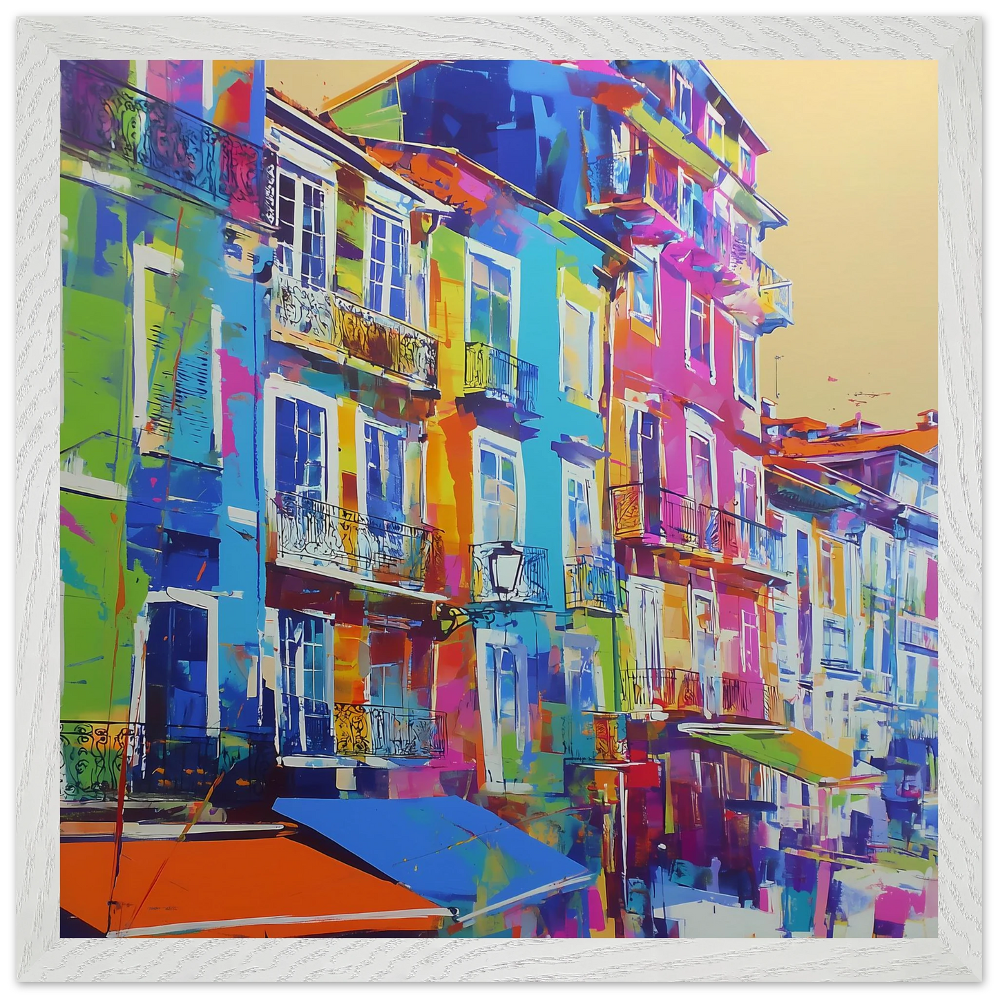 Balcons Colorés — tableau encadre bois — vue 9 — art mural STNCL