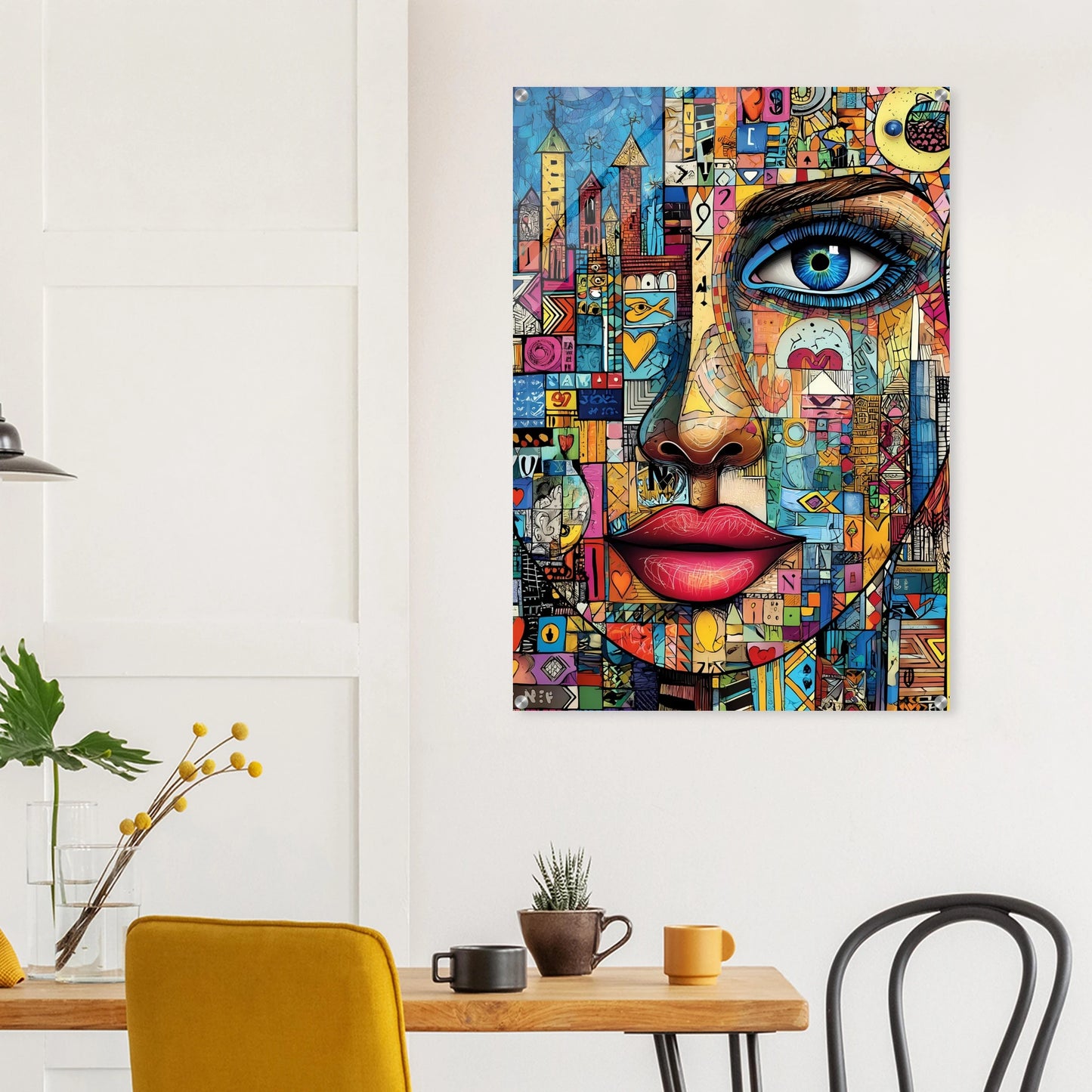 Visage Mosaïque — tableau plexiglas — vue 8 — art mural STNCL