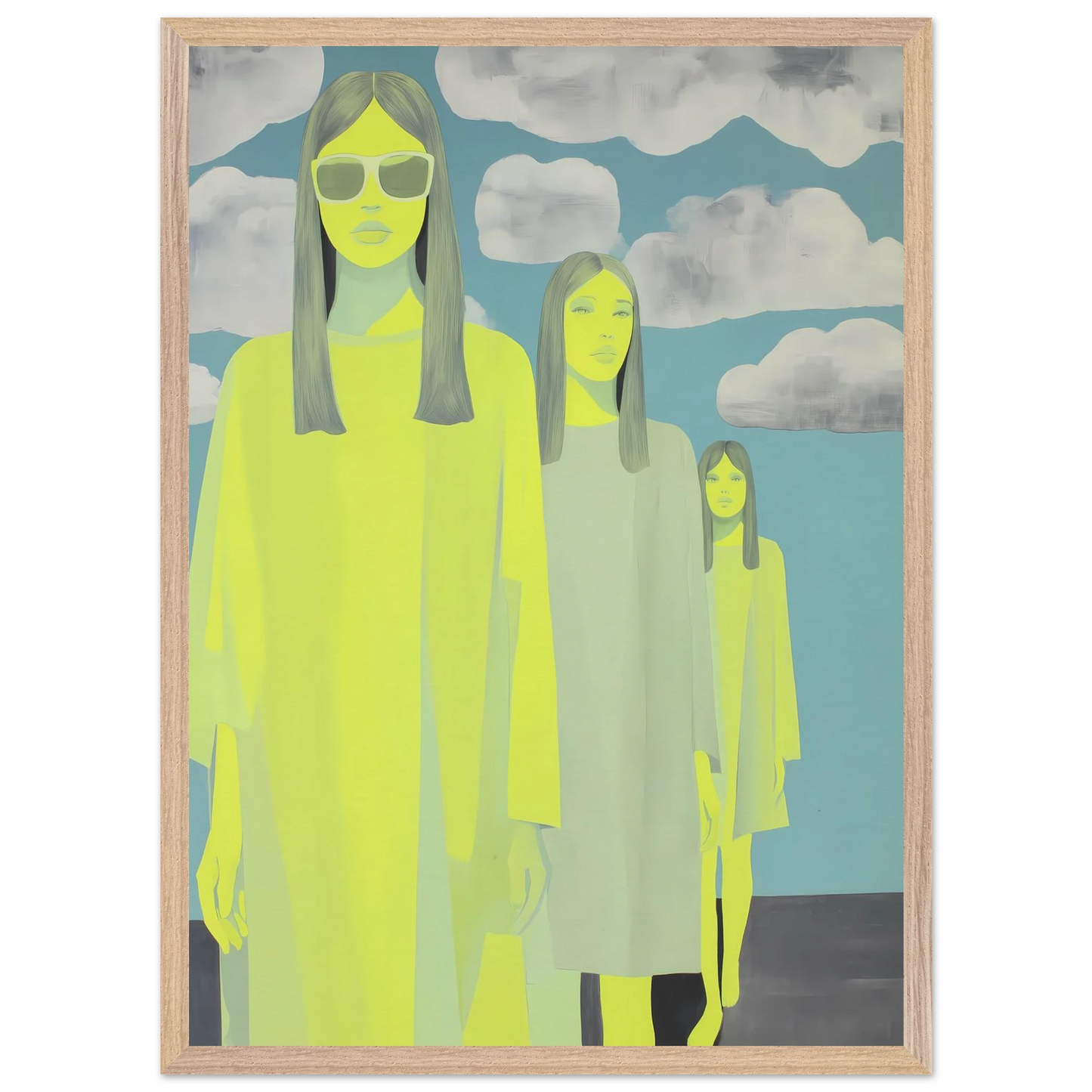 Les Trois Silhouettes — tableau encadré bois — vue 13 — art mural STNCL