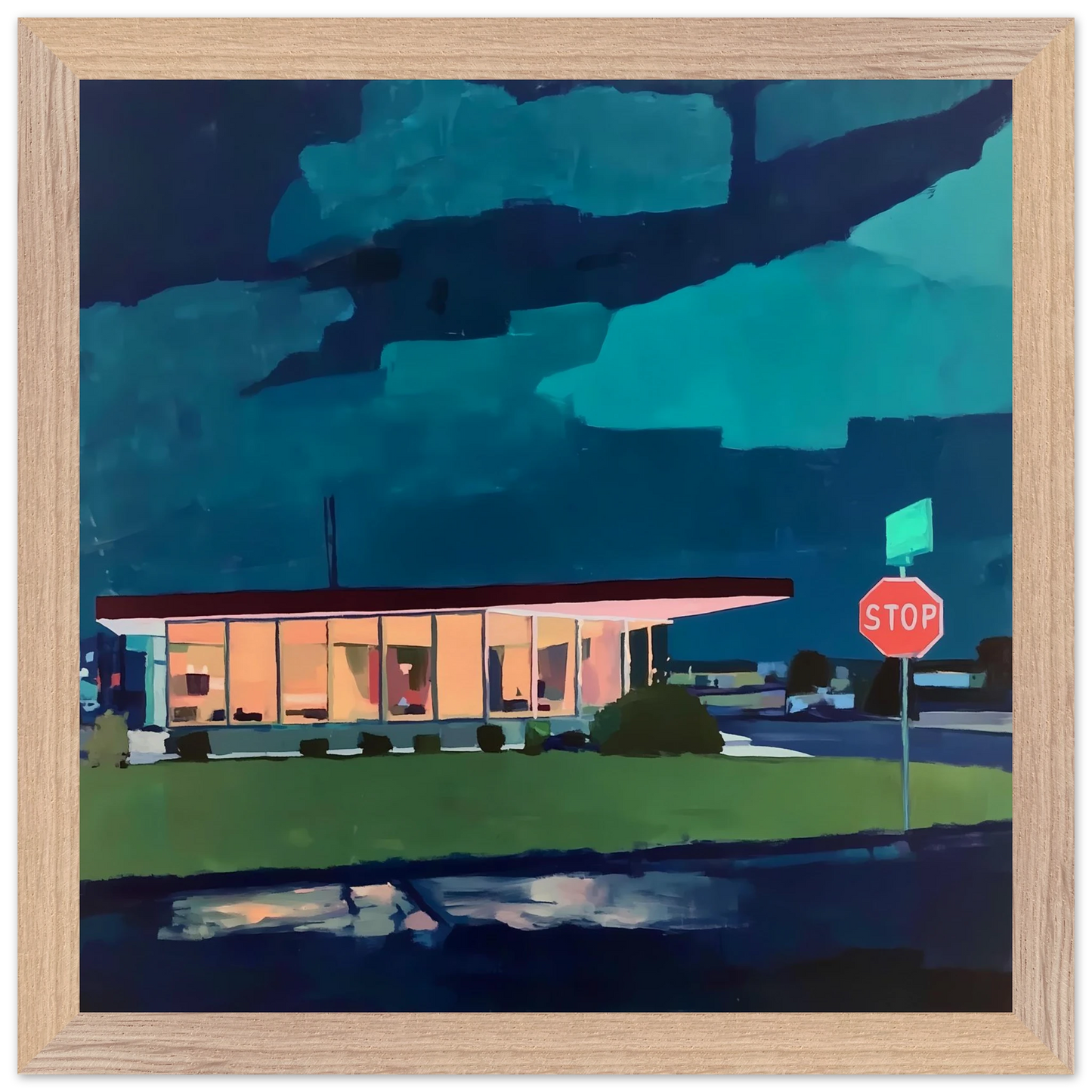 Lumière sur la Route — tableau encadré bois — vue 7 — art mural STNCL