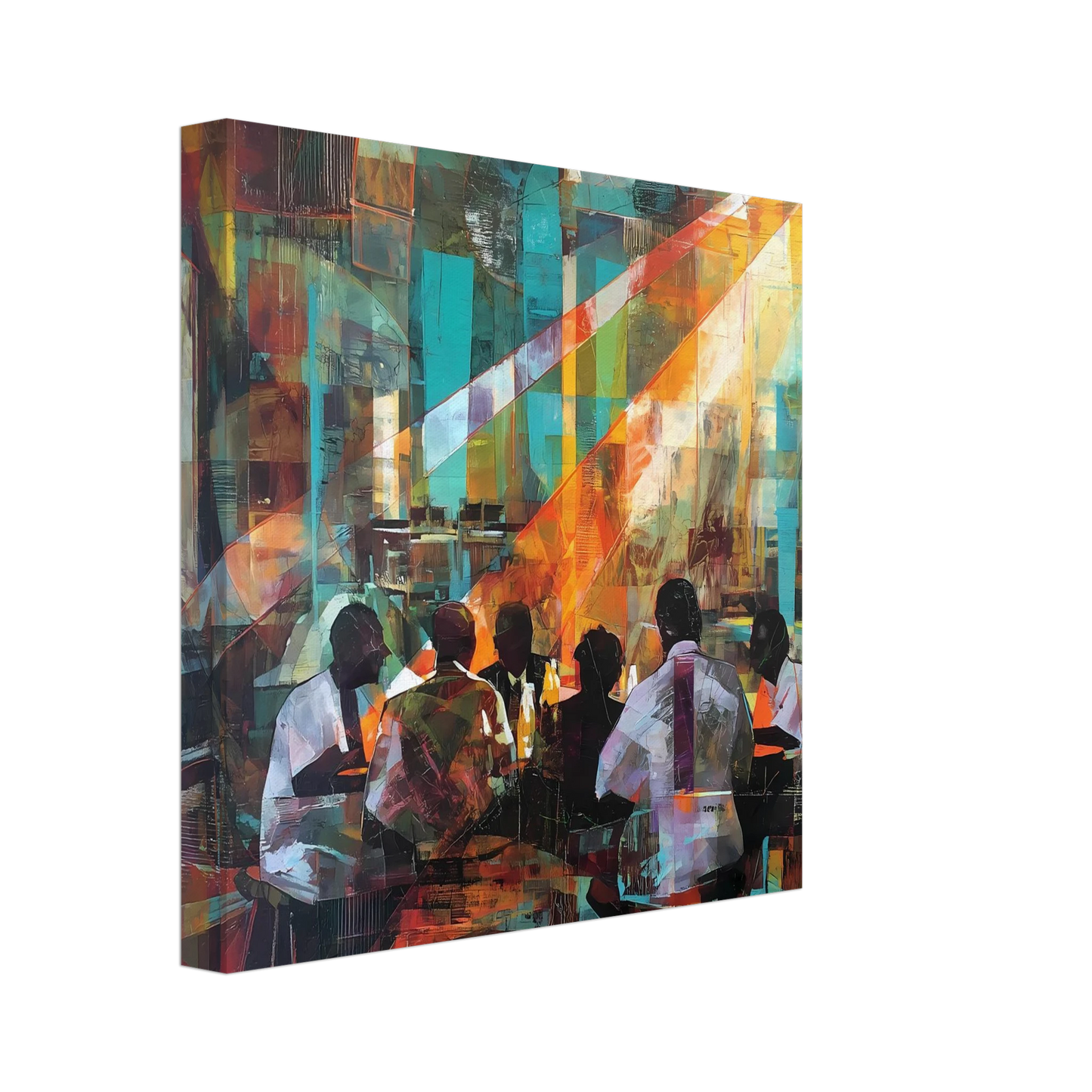Rencontre au Café — tableau sur toile — vue 2 — art mural STNCL