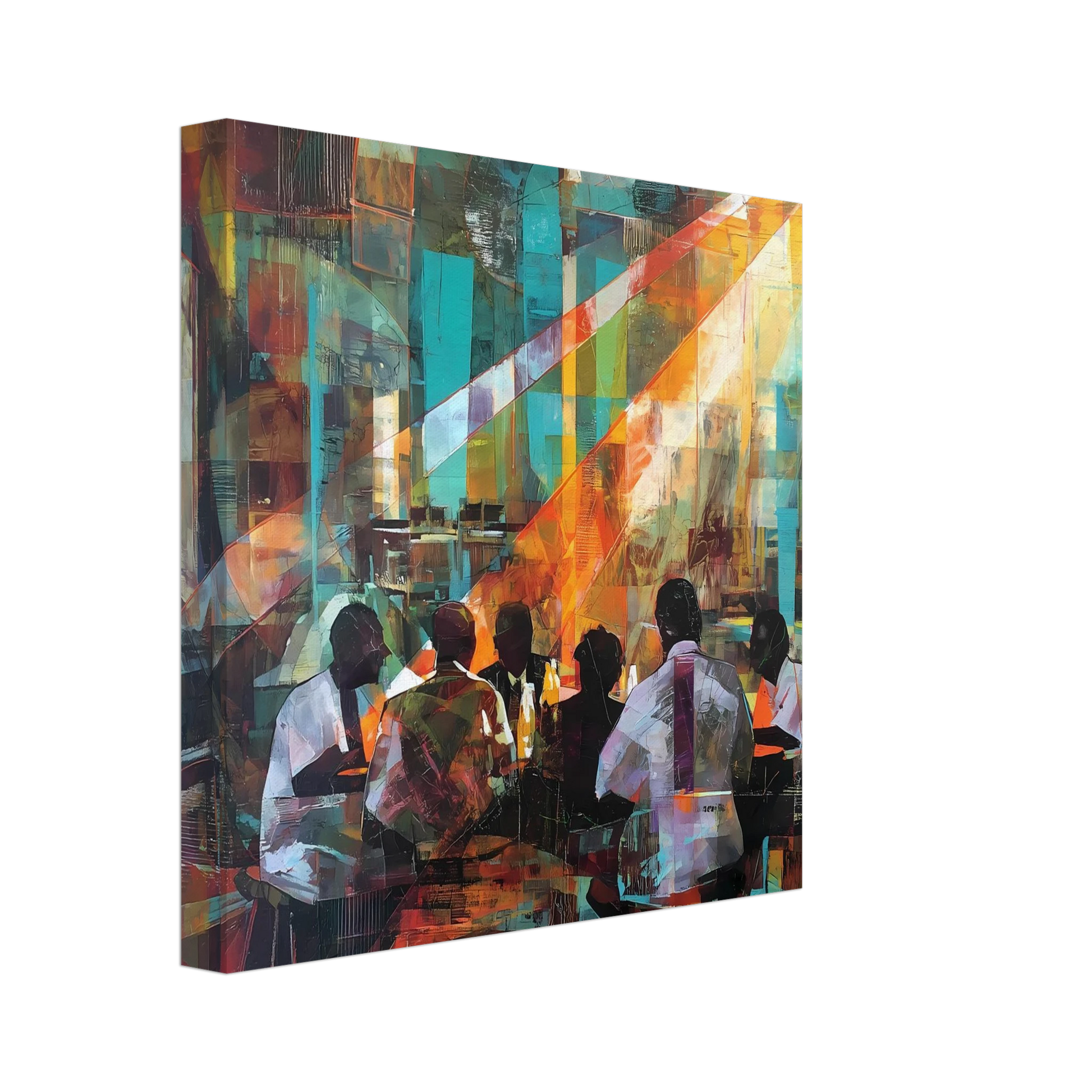 Rencontre au Café — tableau sur toile — vue 2 — art mural STNCL