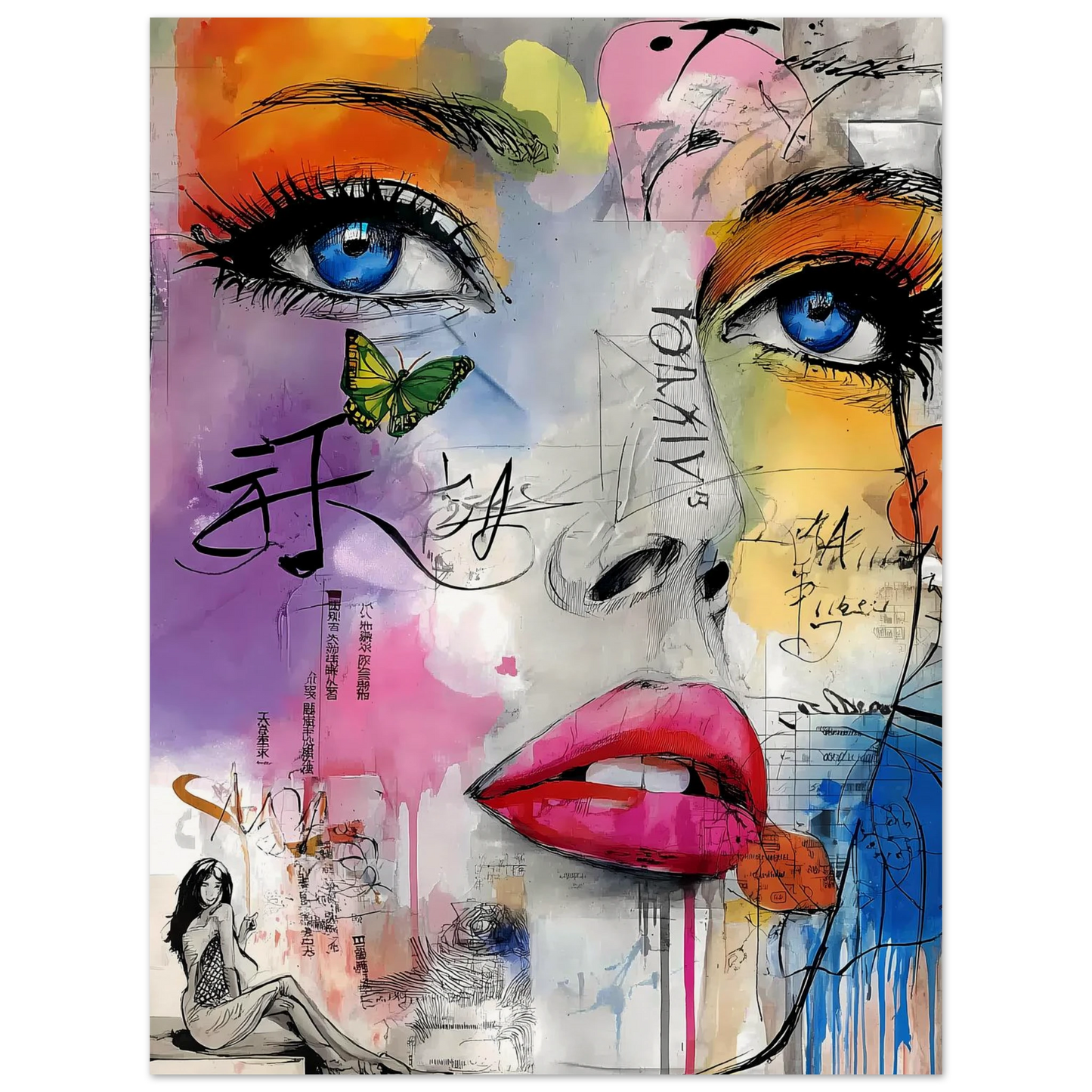 Papillon et Idéogrammes — affiche d'art — vue 3 — art mural STNCL