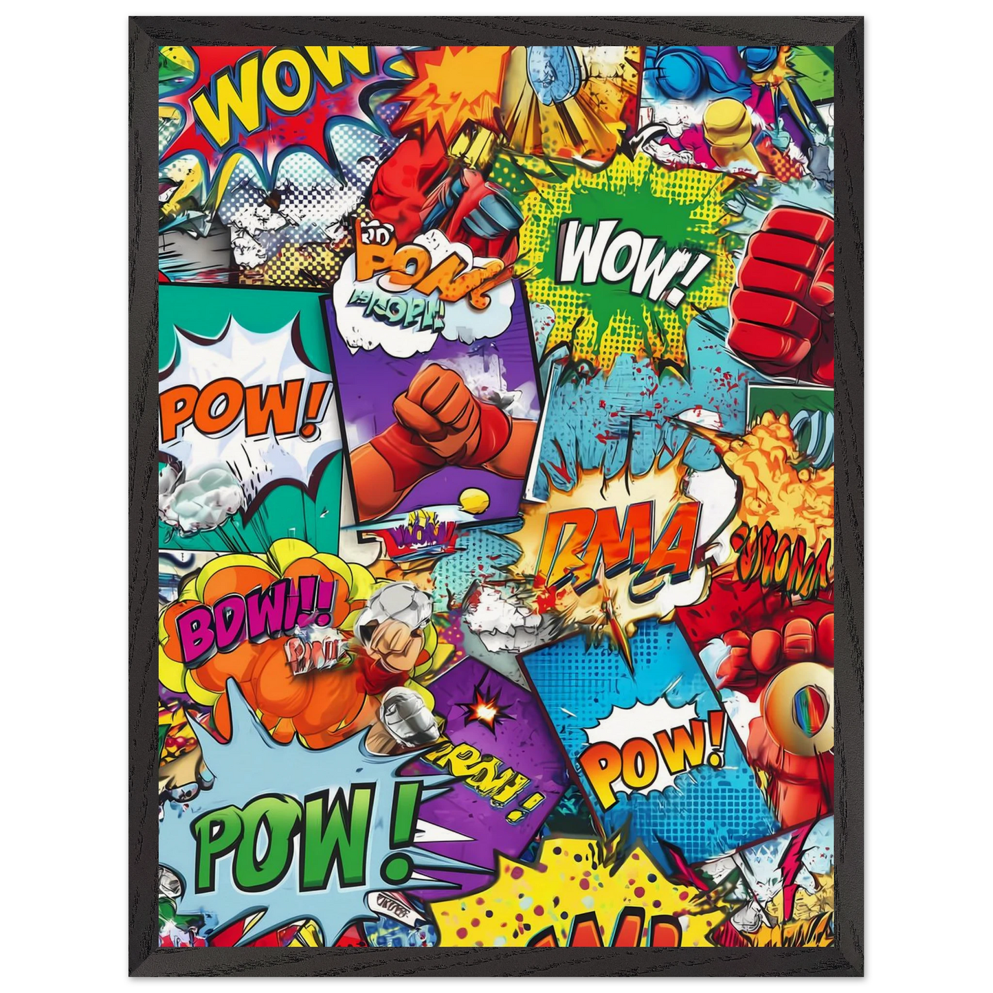 Explosion Pop Art — tableau encadre bois — vue 15 — art mural STNCL