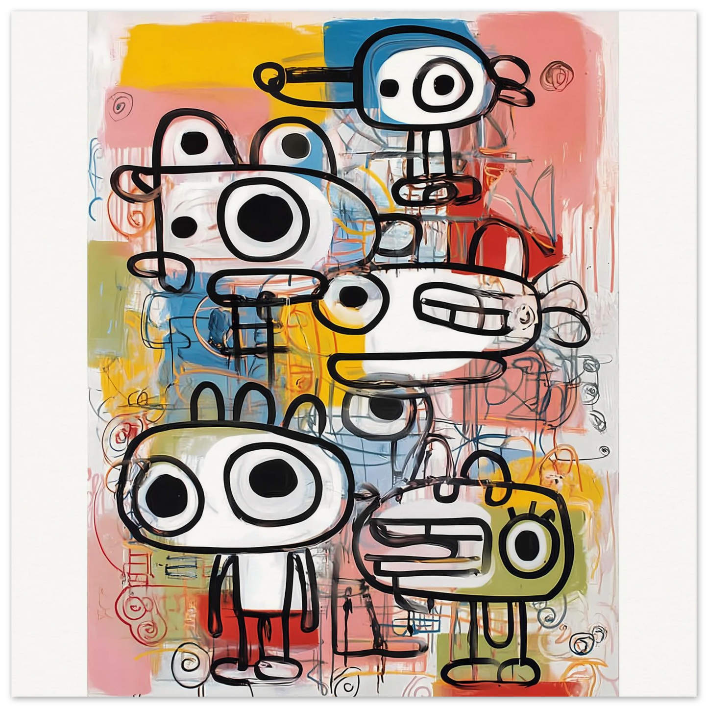 Les Cinq Curieux — affiche d'art — vue 3 — art mural STNCL