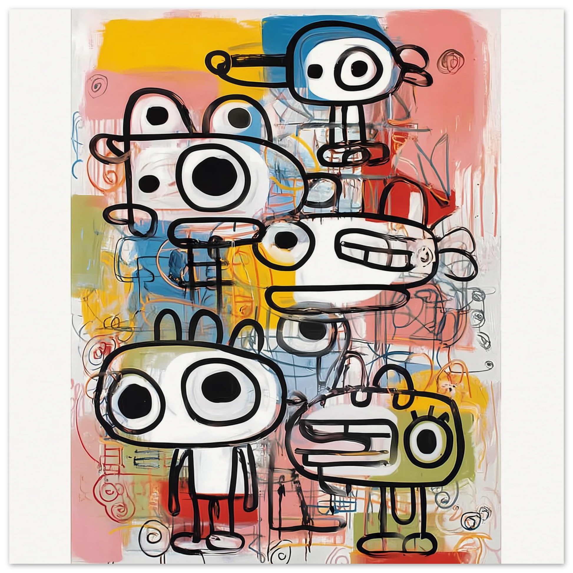Les Cinq Curieux — affiche d'art — vue 3 — art mural STNCL