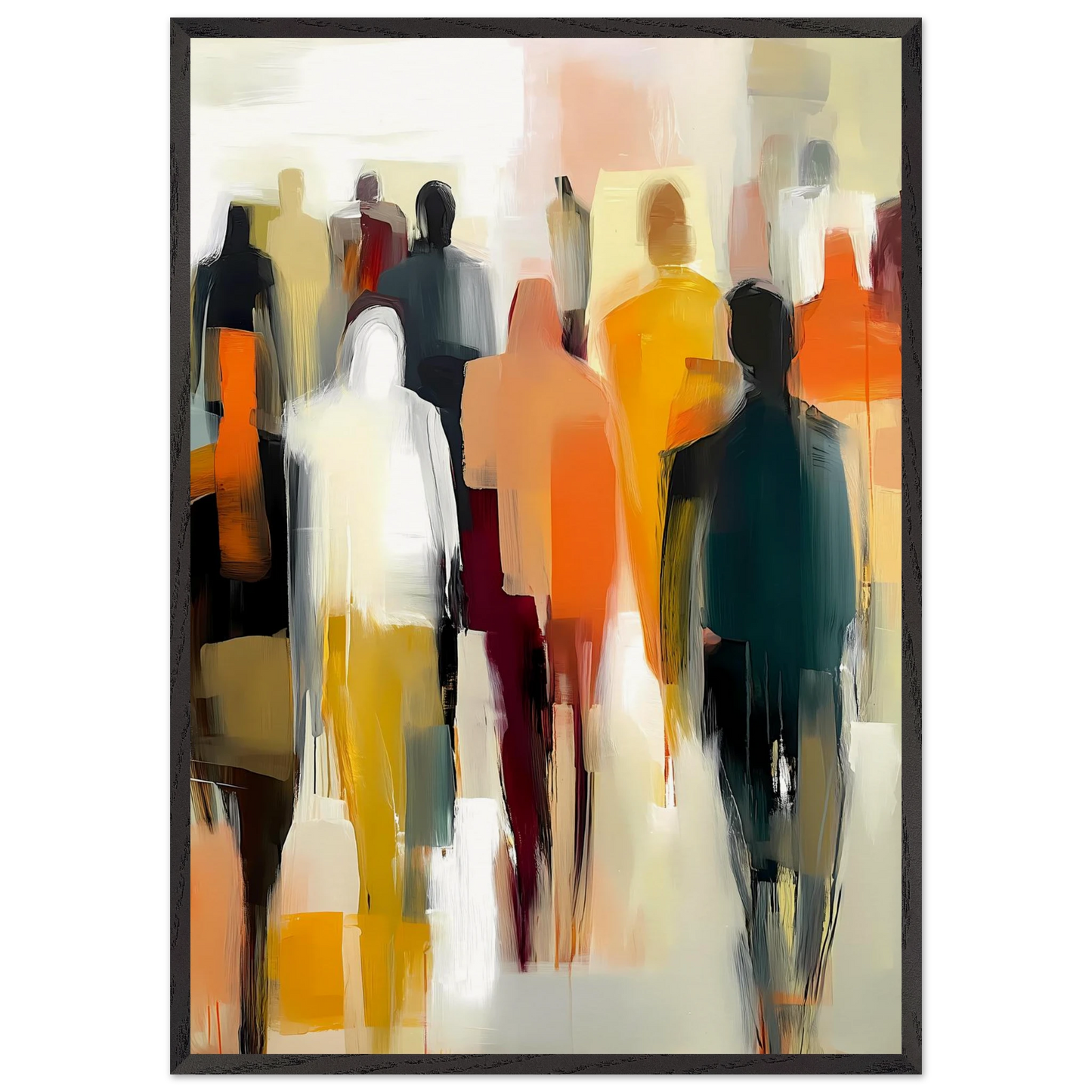 Foule Silencieuse — tableau encadré bois — art mural STNCL