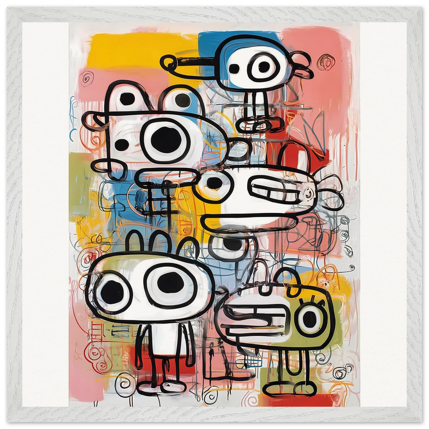 Les Cinq Curieux — tableau encadré bois — vue 12 — art mural STNCL