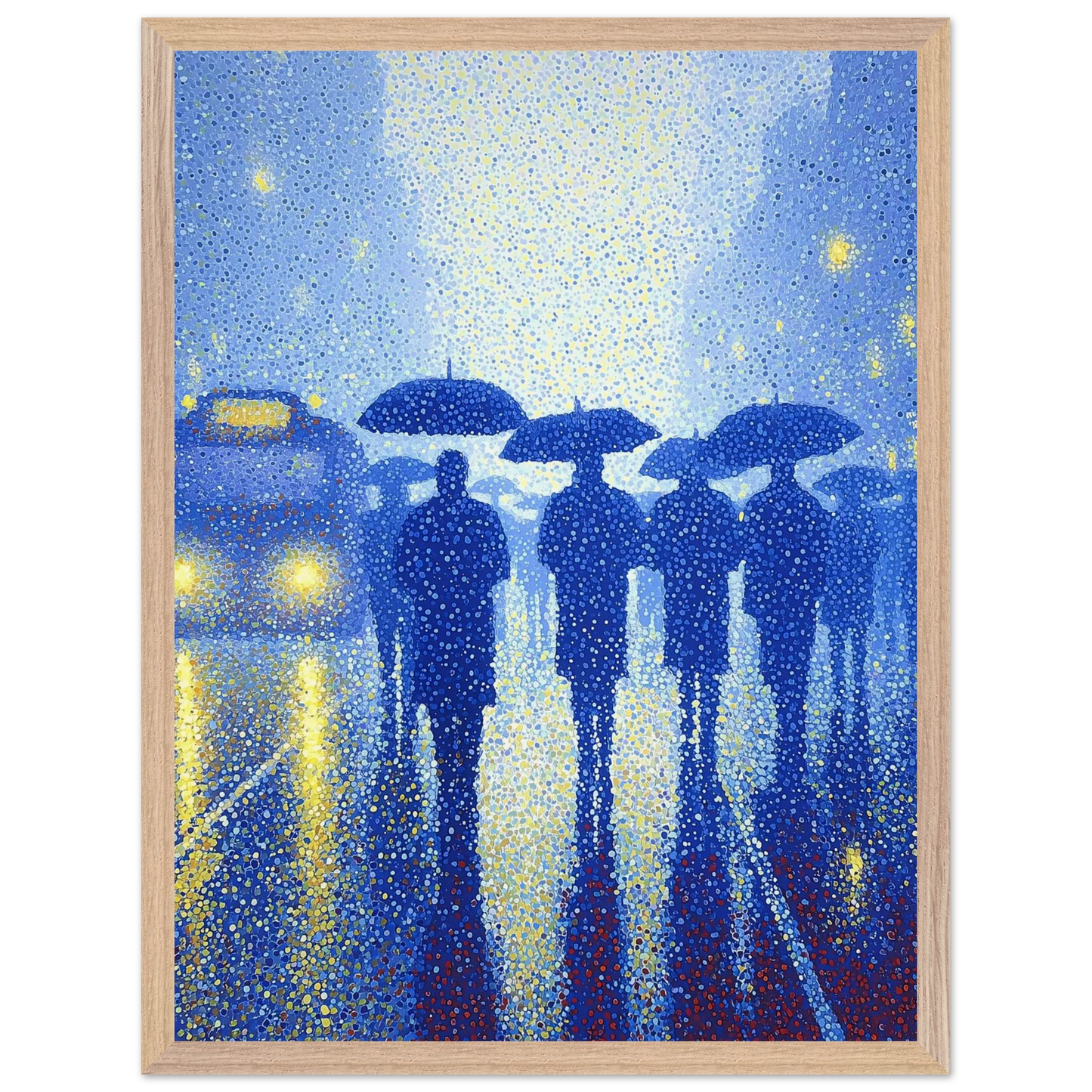 Pluie en Pointillés — tableau encadré bois — vue 3 — art mural STNCL