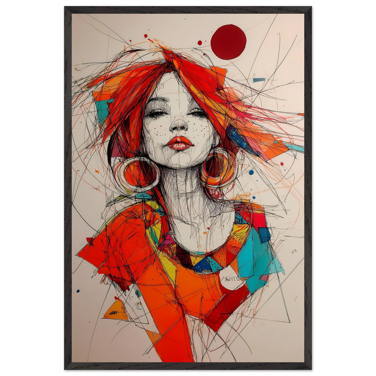 Créoles et Crayon — tableau encadré bois — vue 2 — art mural STNCL