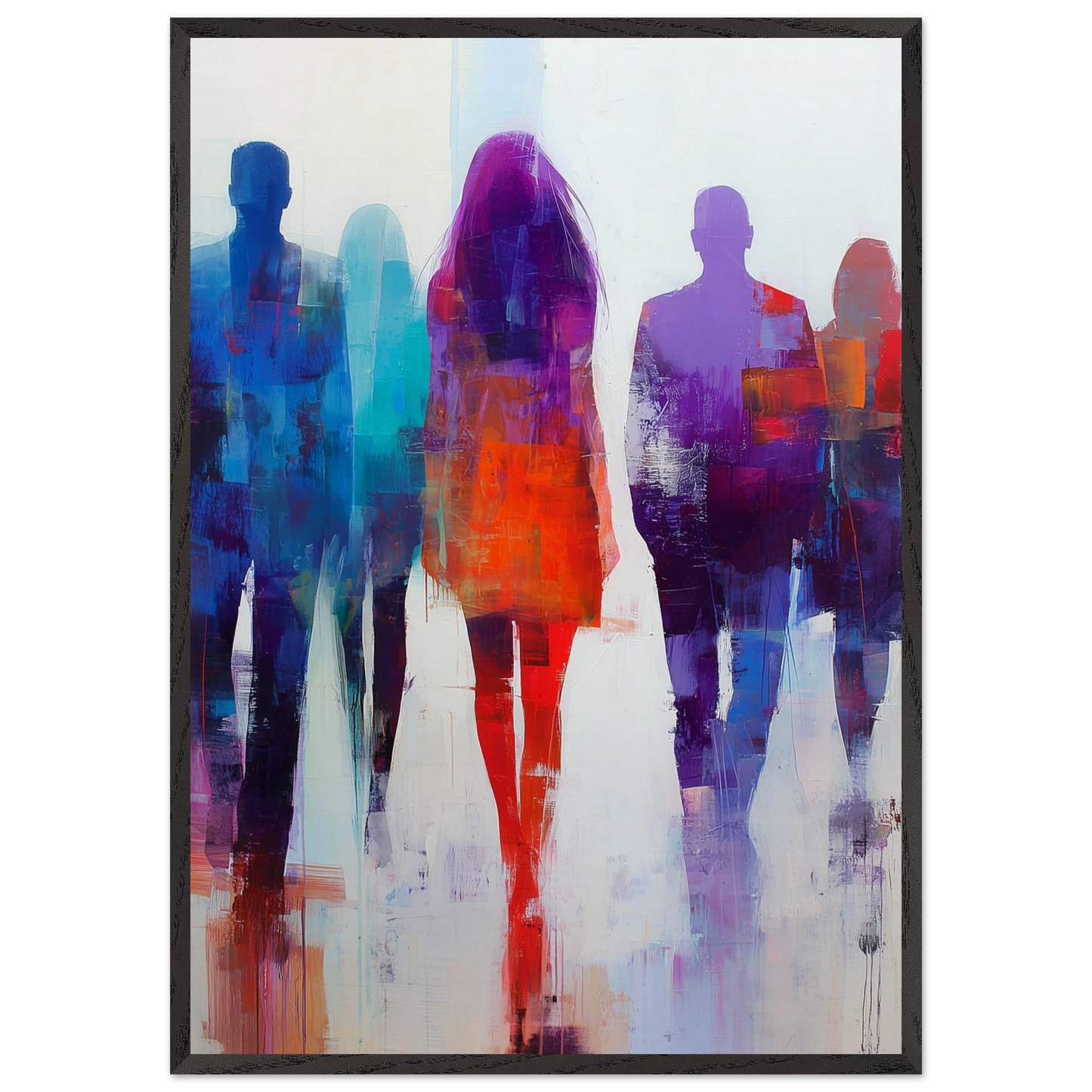 Silhouettes en Marche — tableau encadré bois — art mural STNCL