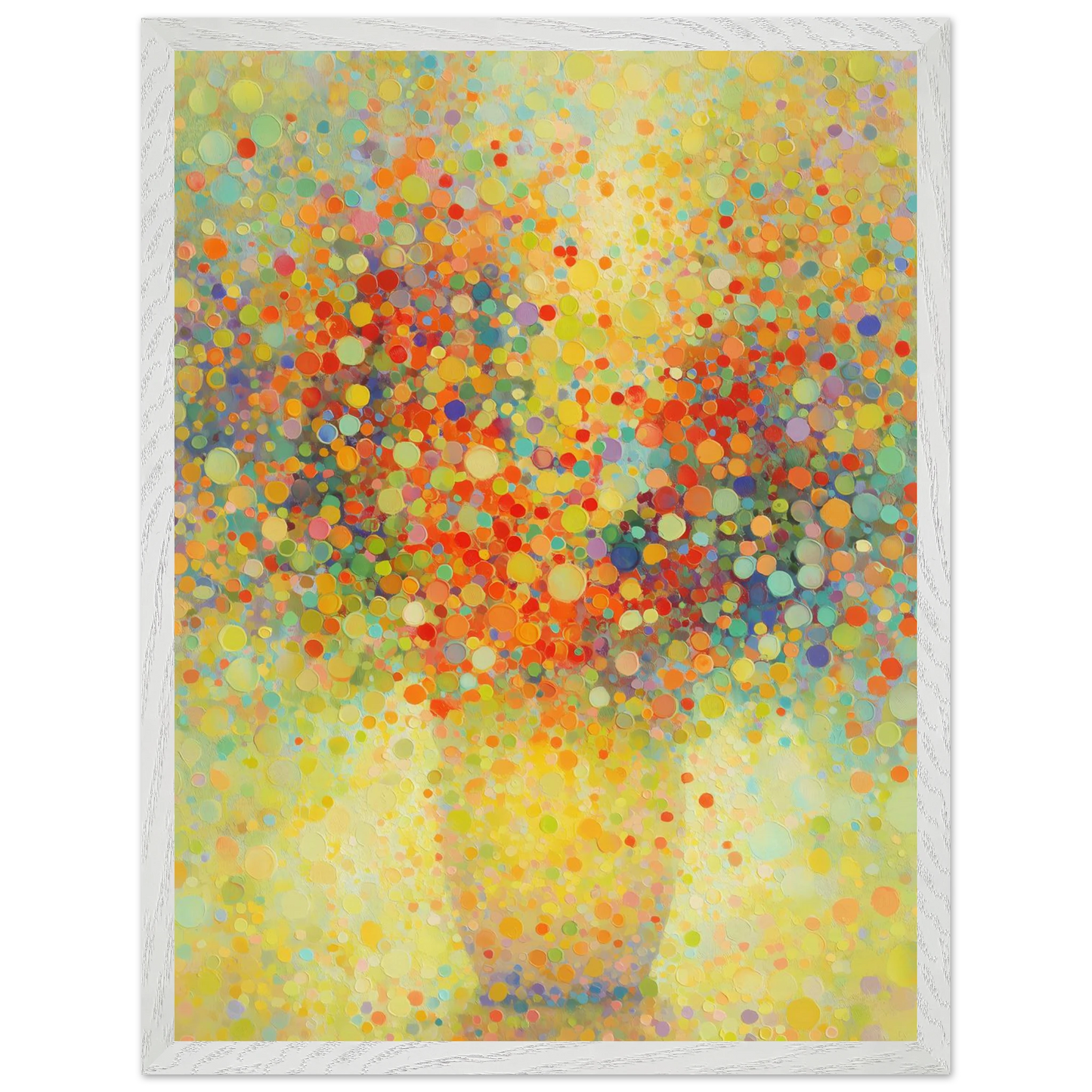 Floraison Pointilliste — tableau encadré bois — vue 8 — art mural STNCL