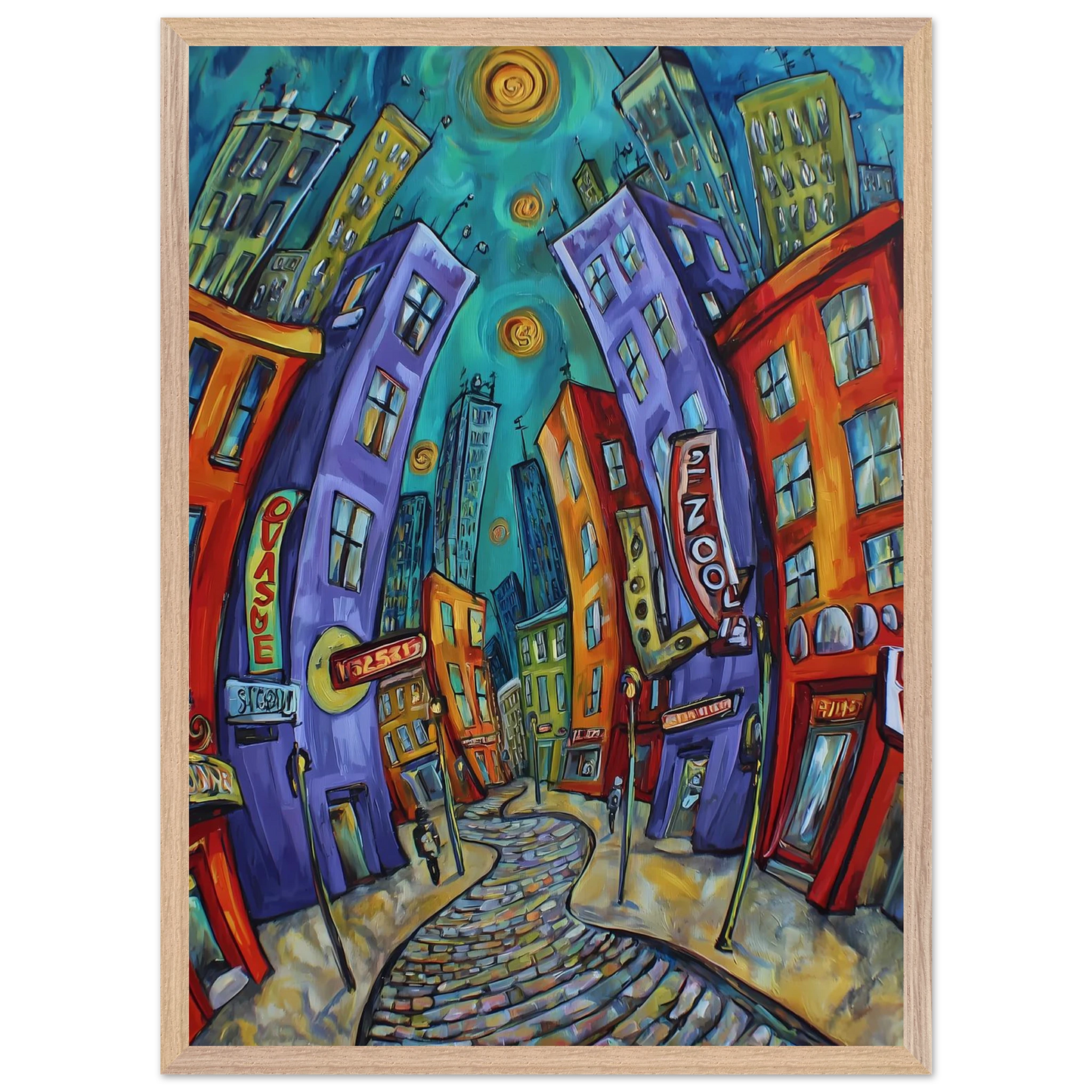 Ville Tourbillon — tableau encadre bois — vue 13 — art mural STNCL
