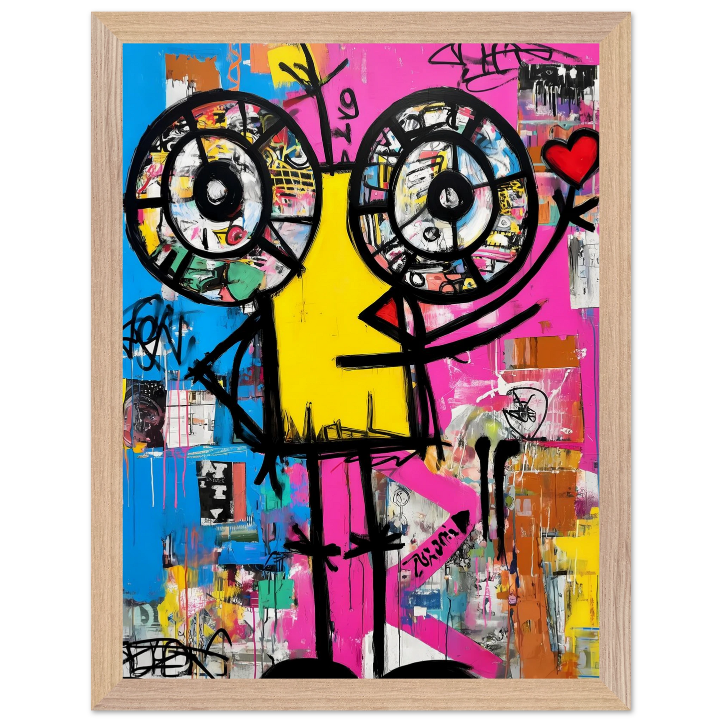 Petit Monstre au Cœur — tableau encadré bois — vue 12 — art mural STNCL