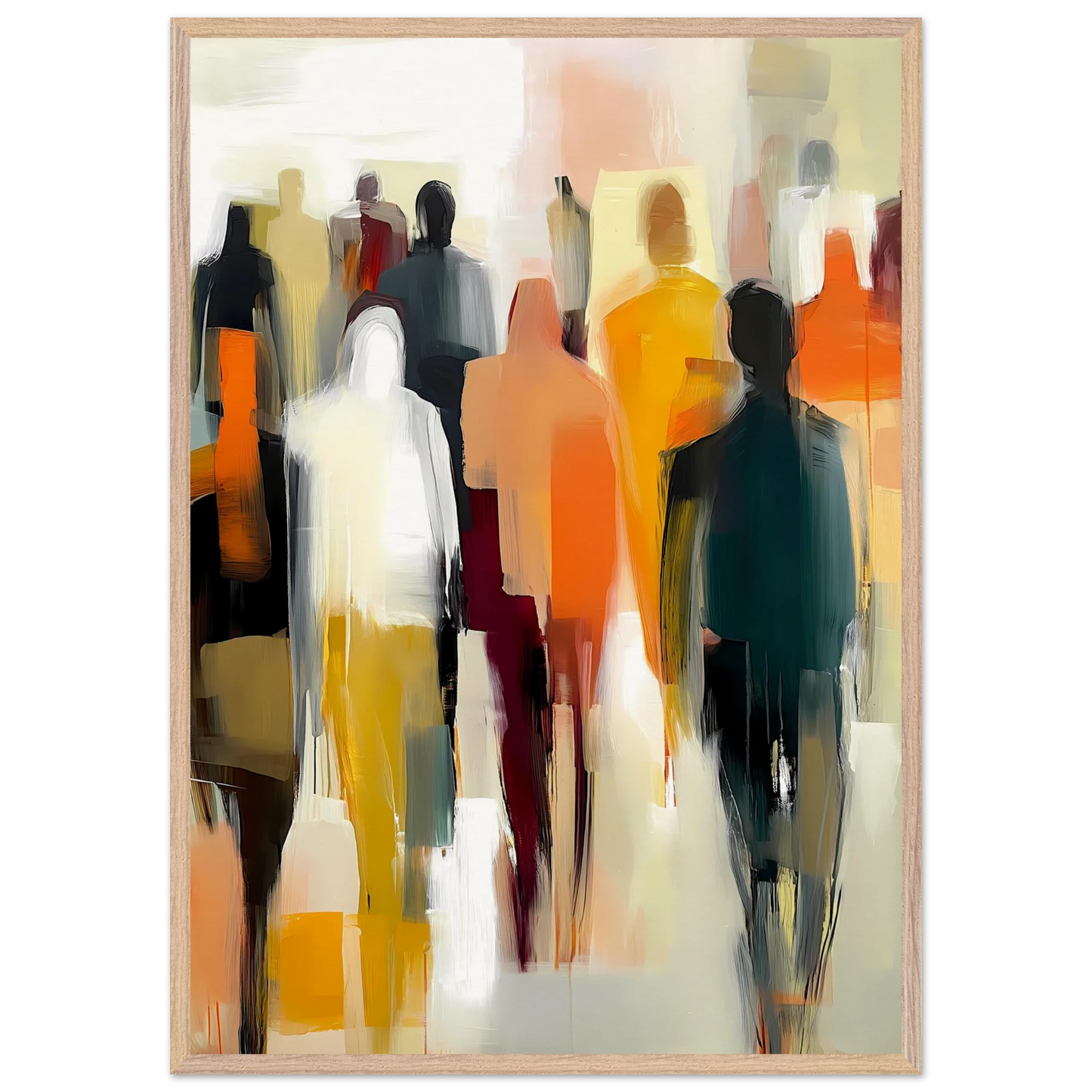 Foule Silencieuse — tableau encadré bois — vue 6 — art mural STNCL