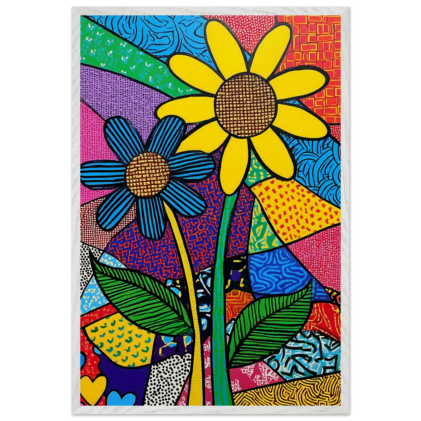 Deux Fleurs en Fête — tableau encadre bois — vue 7 — art mural STNCL