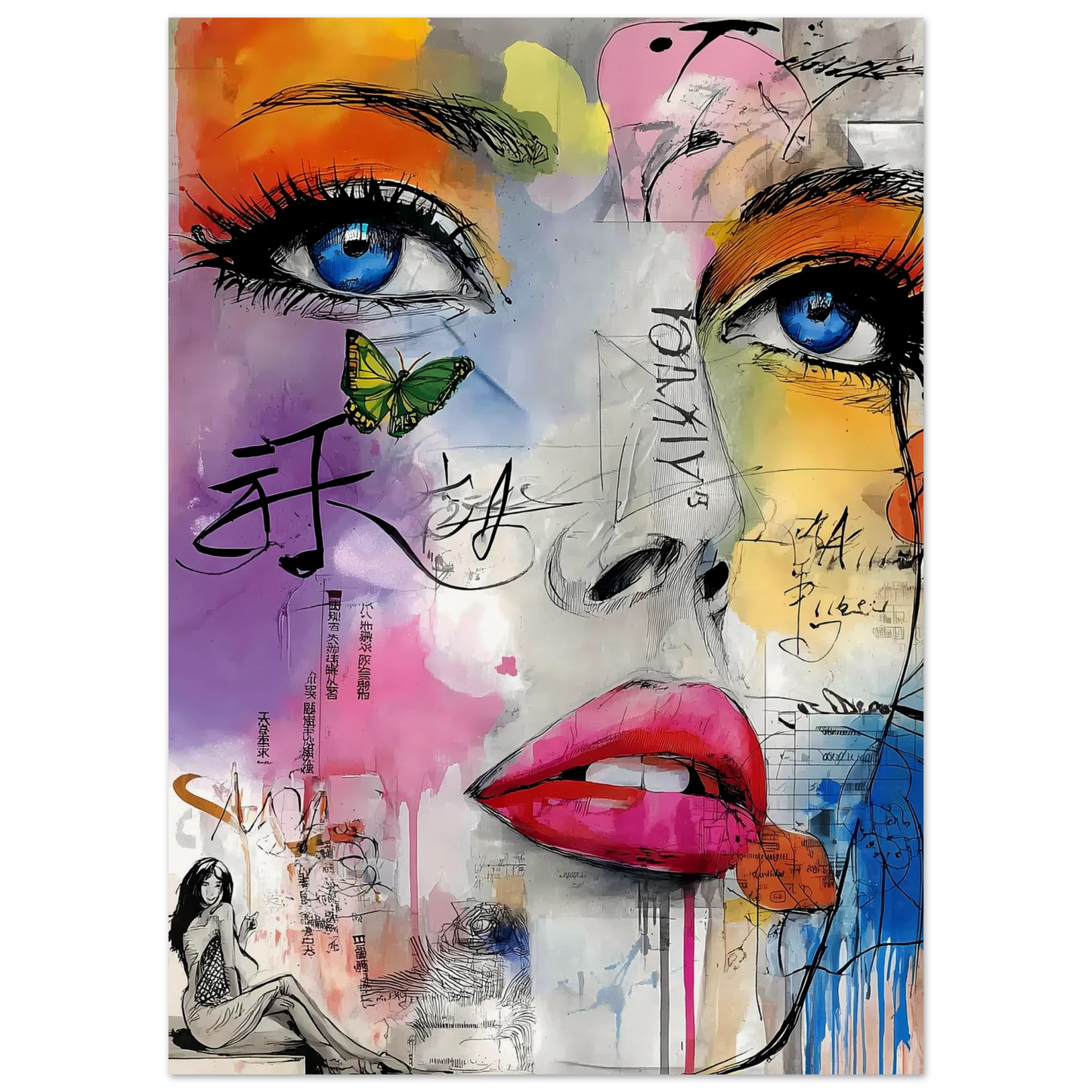 Papillon et Idéogrammes — affiche d'art — vue 5 — art mural STNCL