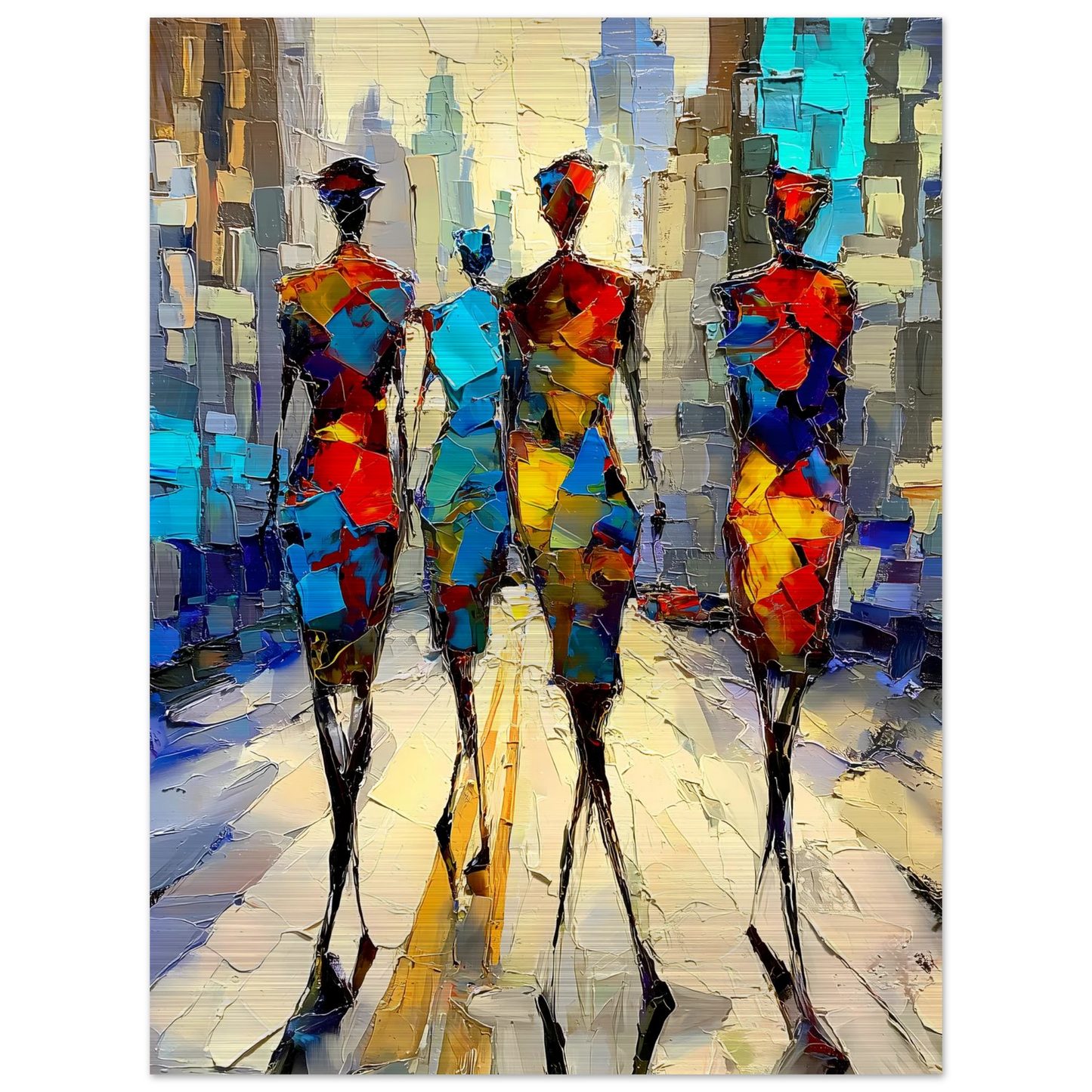 Silhouettes en Mosaïque — tableau aluminium — vue 2 — art mural STNCL