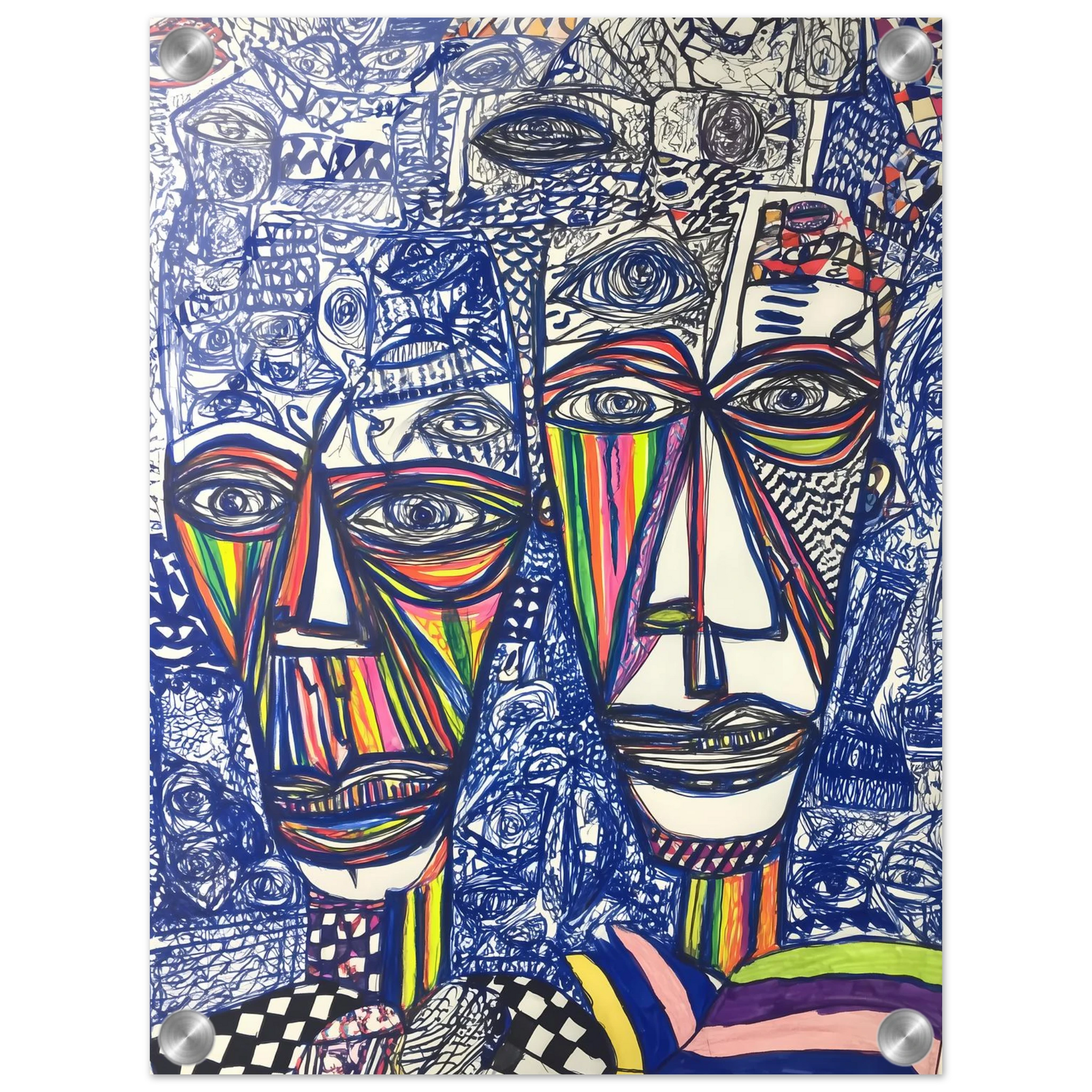 Deux Visages au Feutre — tableau plexiglas — vue 3 — art mural STNCL