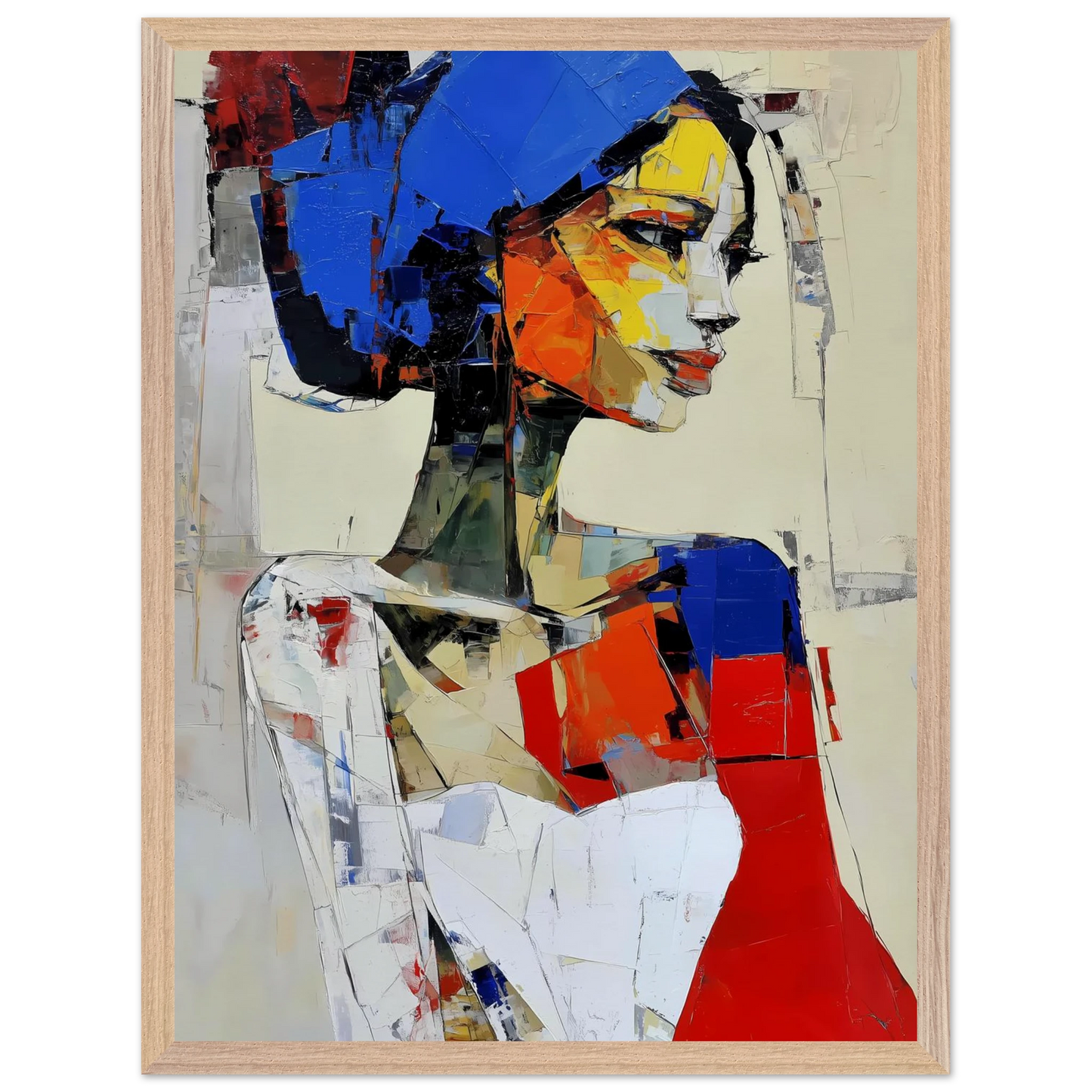 Profil en Éclats de Couleur — tableau encadré bois — vue 3 — art mural STNCL