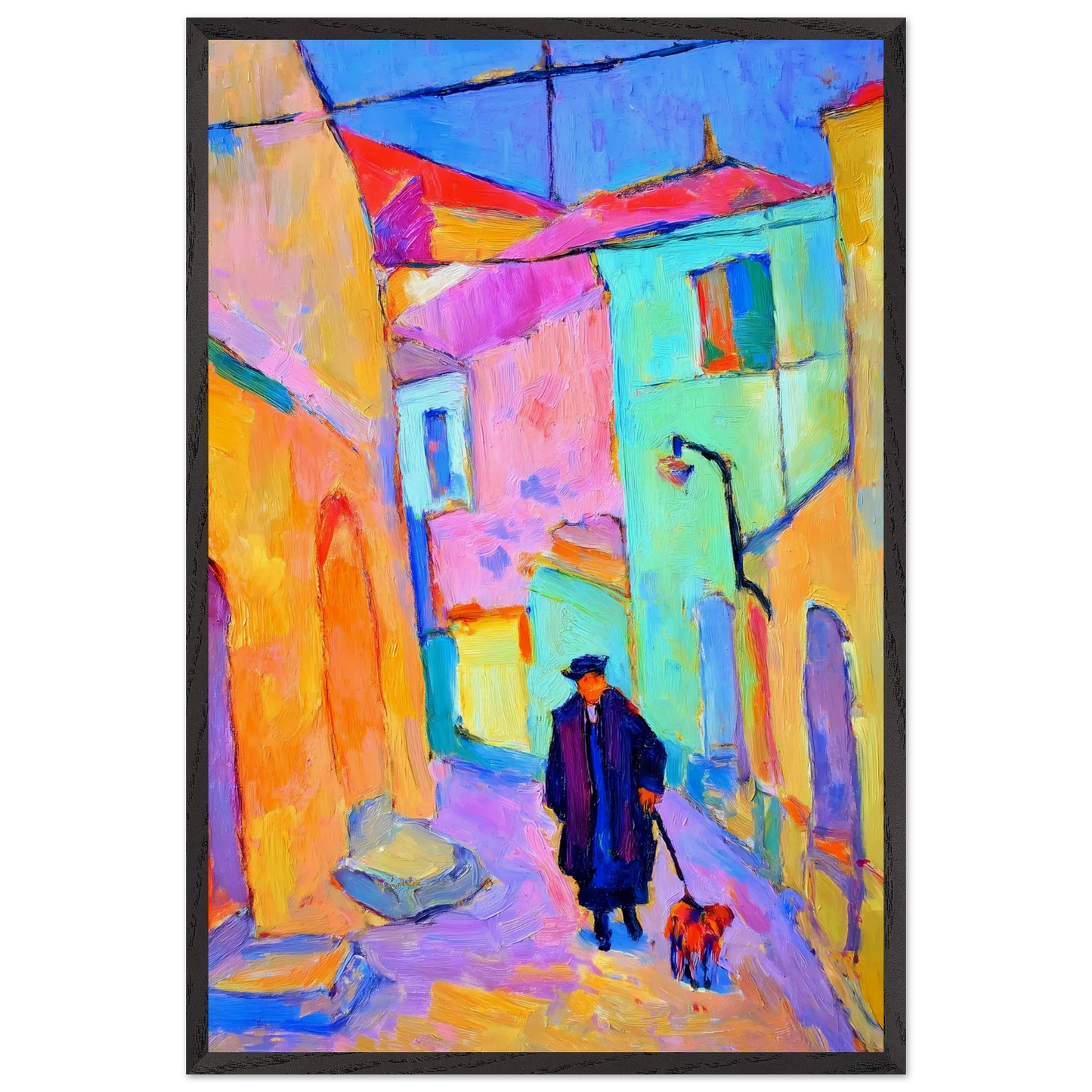 Le Promeneur en Bleu — tableau encadré bois — vue 2 — art mural STNCL