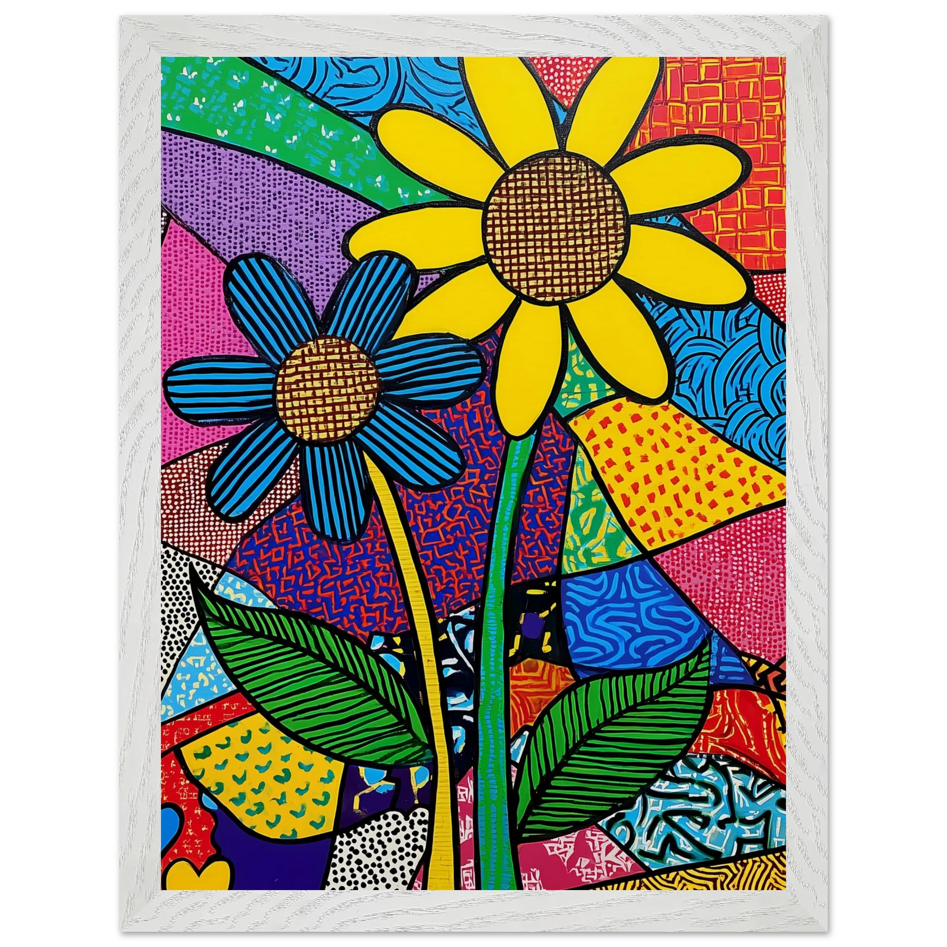 Deux Fleurs en Fête — tableau encadre bois — vue 9 — art mural STNCL